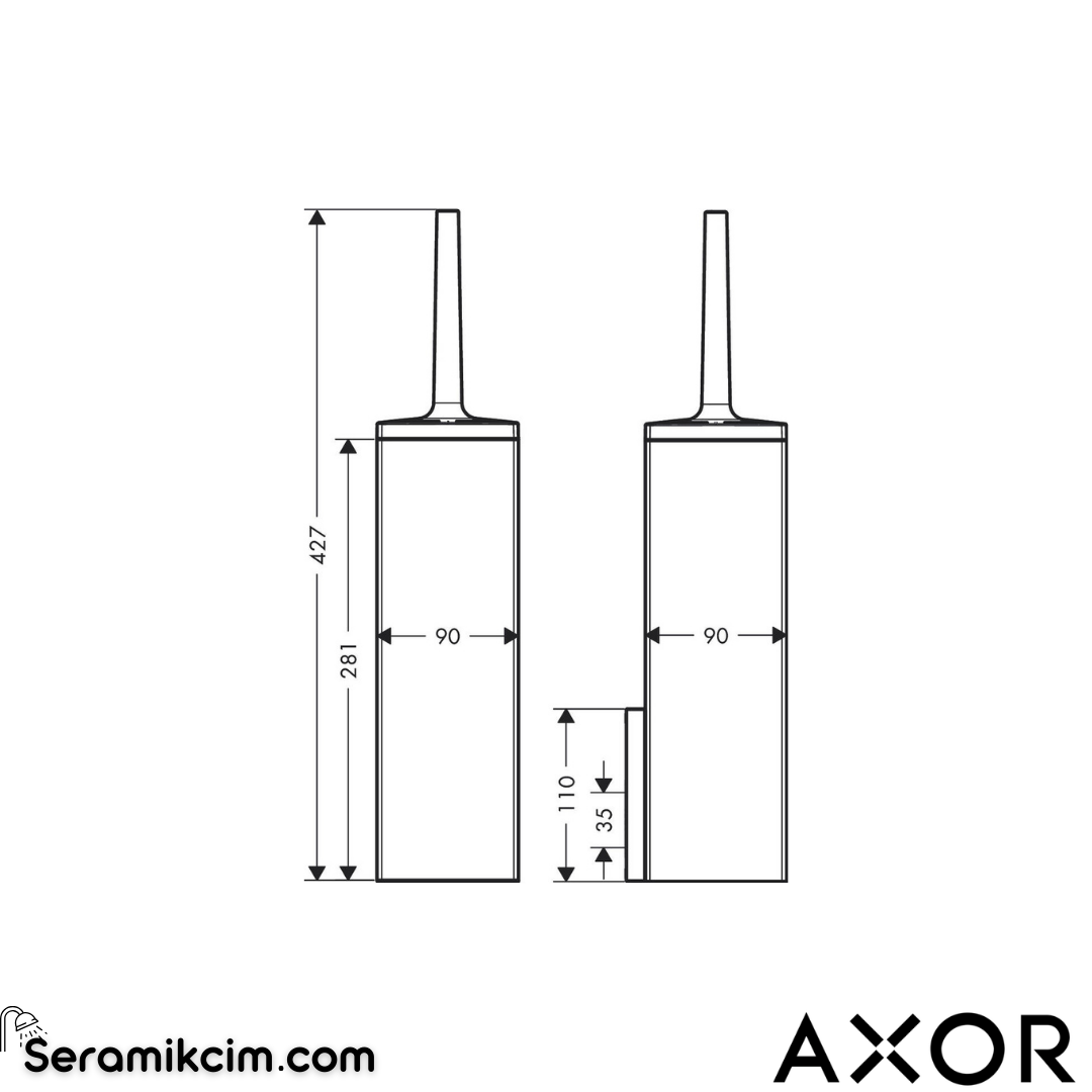 Axor Universal Rectangular Tuvalet Fırçalığı duvardan Krom 42655000