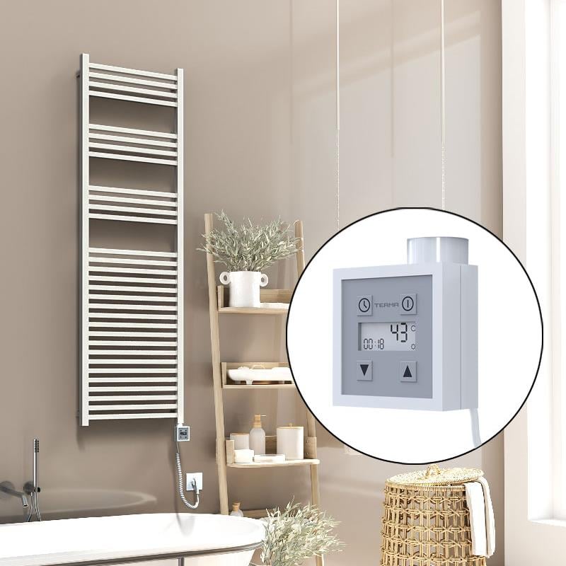 Barbados Elektirikli Havlupan 500x1600 Beyaz Parlak (KTX3 Termostat) 1000W Spiral Kablolu