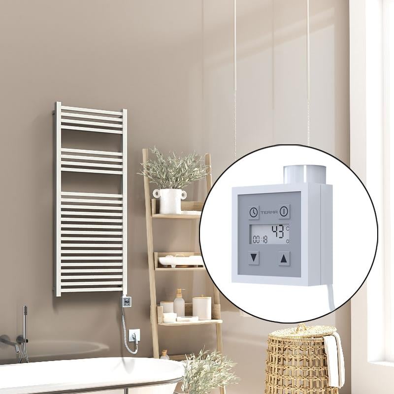 Barbados Elektrikli Havlupan 500x1200 Beyaz Parlak (KTX3 Termostat) 600W Spiral Kablolu