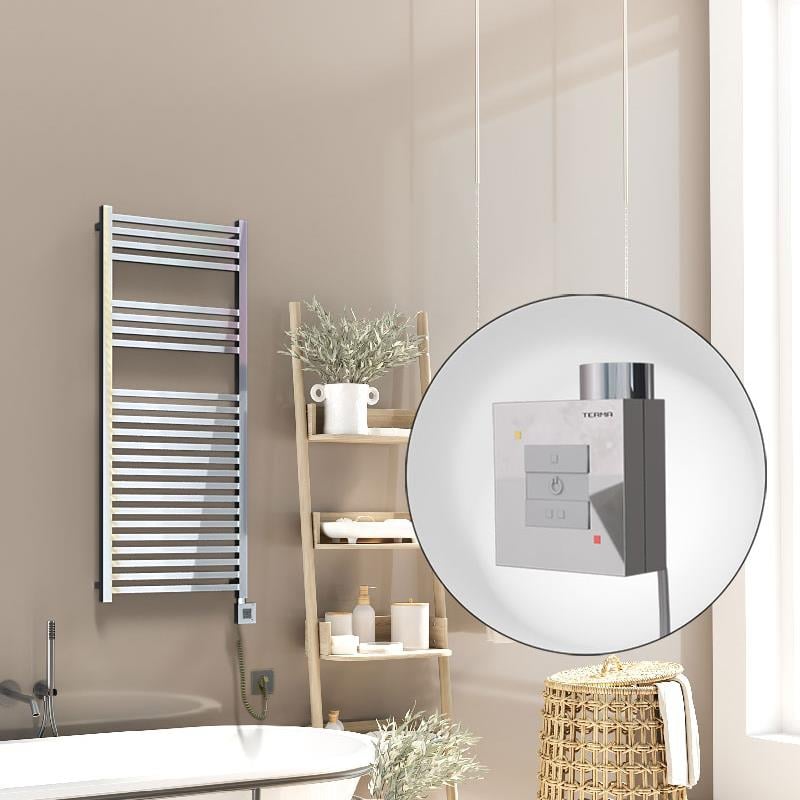 Barbados Elektrikli Havlupan 500x1200 Krom  (KTX1 Termostat) 600W Spiral Kablolu