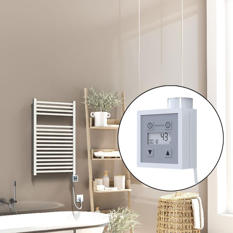 Barbados Elektrikli Havlupan 500x800 Beyaz Parlak (KTX3 Termostat) 600W Spiral Kablolu