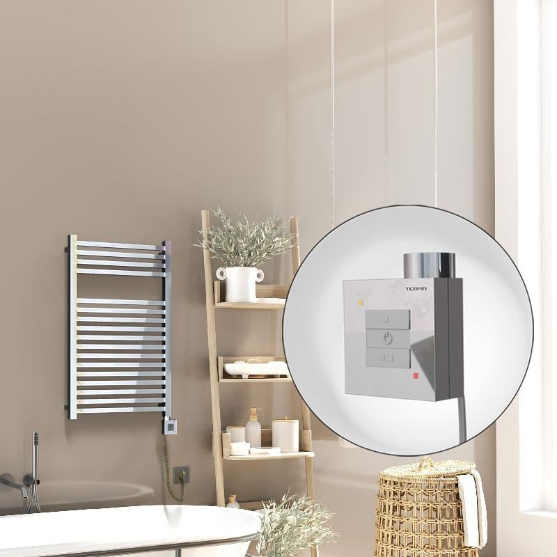 Barbados Elektrikli Havlupan 500x800 Krom  (KTX1 Termostat) 300W Spiral Kablolu