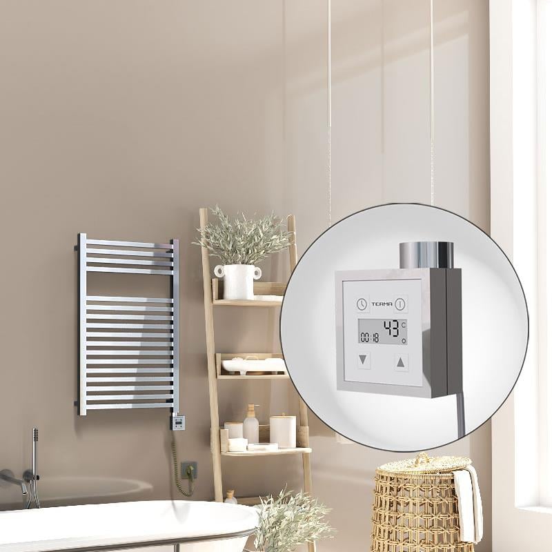 Barbados Elektrikli Havlupan 500x800 Krom  (KTX3 Termostat) 300W Spiral Kablolu