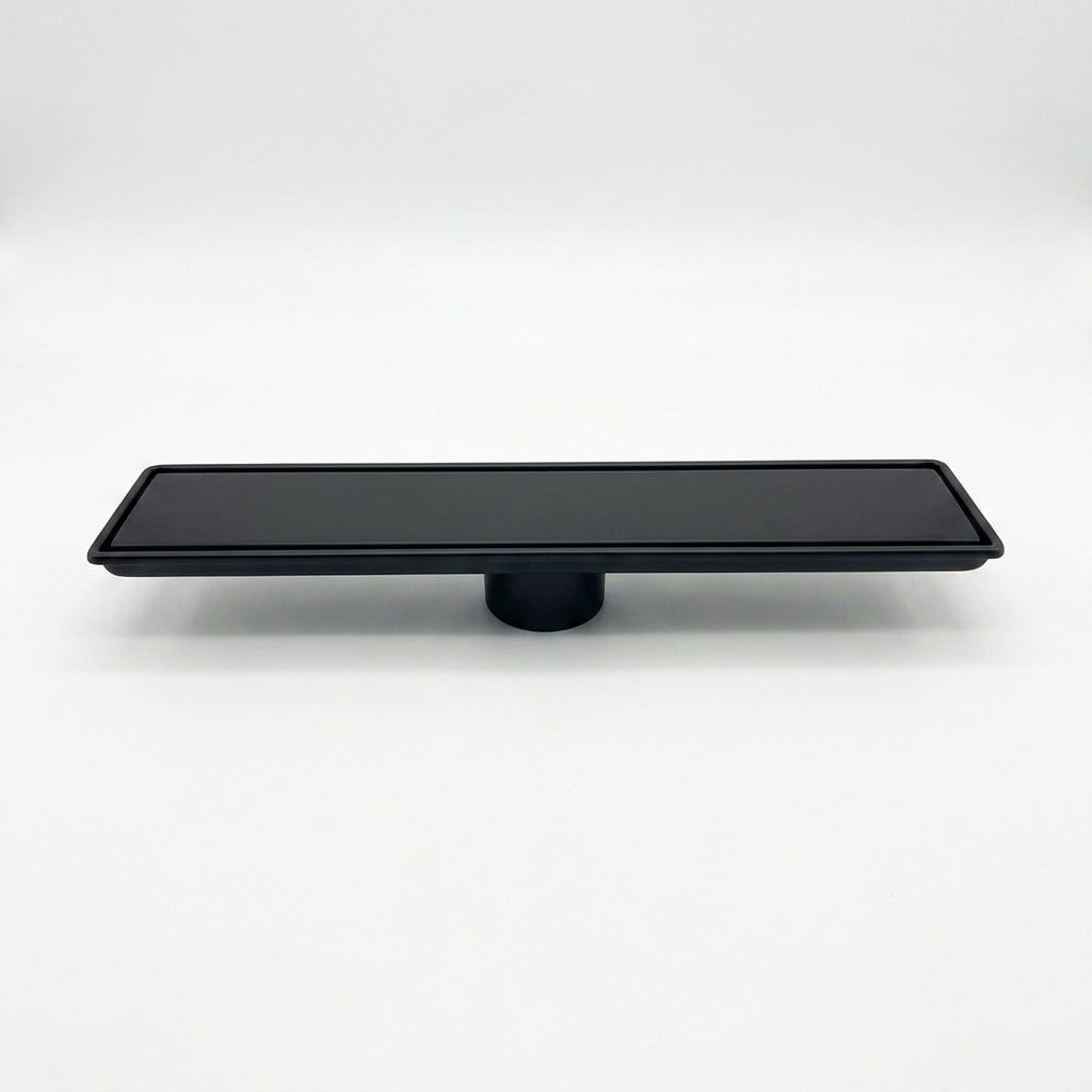 Borden Cool 40 cm Lineer Süzgeç (Duş Kanalı) Ø50 mm Alttan Çıkışlı Mat Siyah