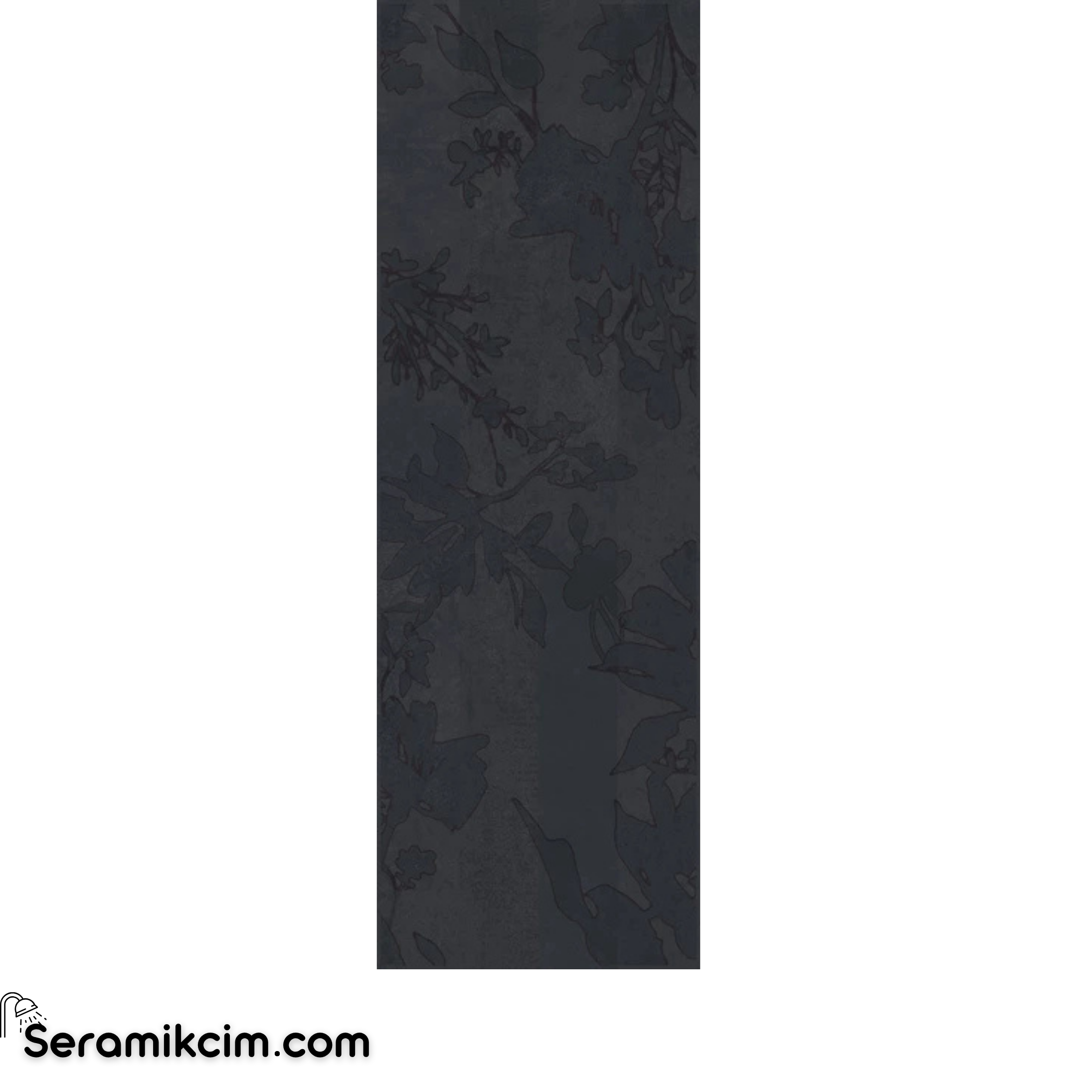 Çanakkale Seramik Cment Antrasit Mat Floral Dekor 3 Modül 40x120 R