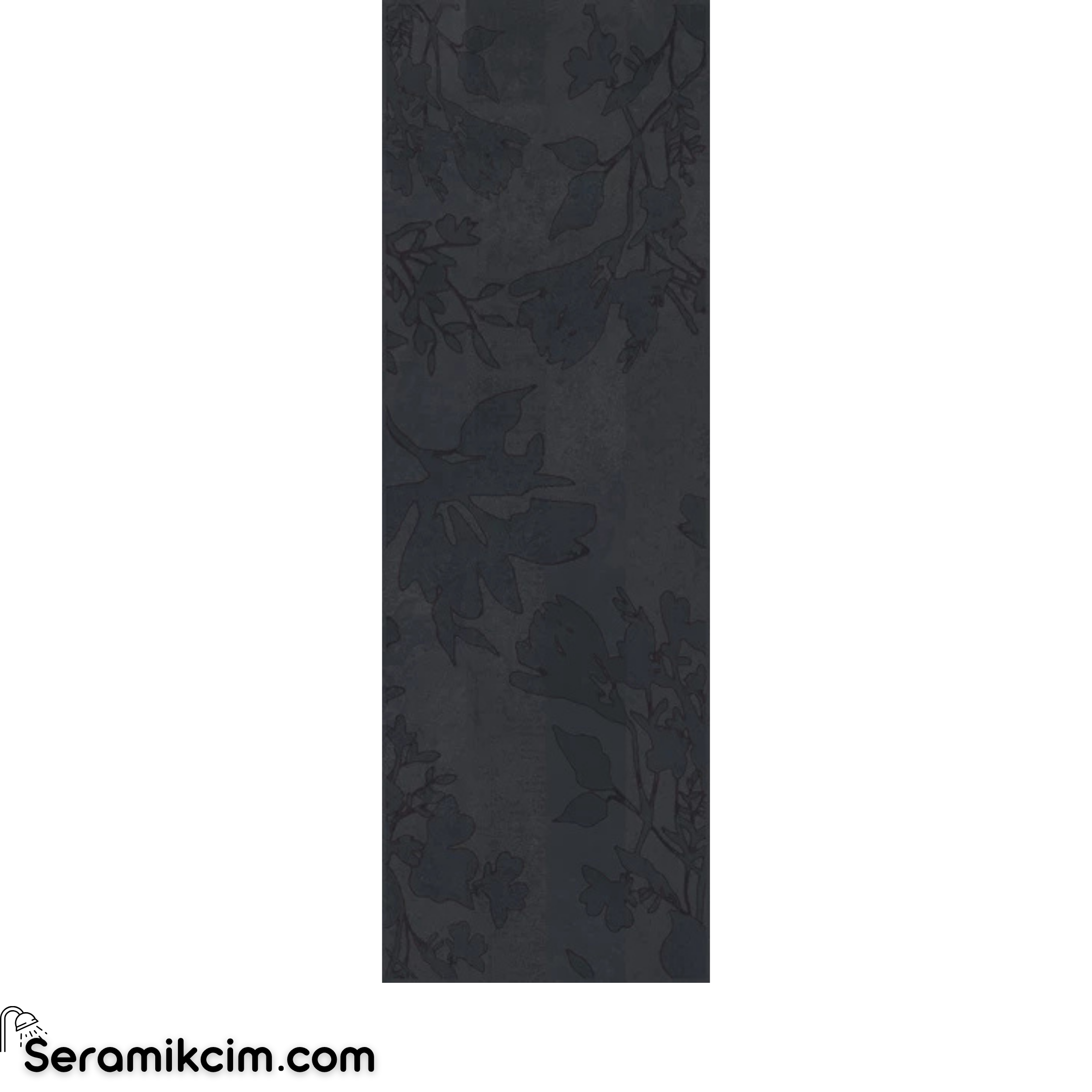 Çanakkale Seramik Cment Antrasit Mat Floral Dekor 3 Modül 40x120 R