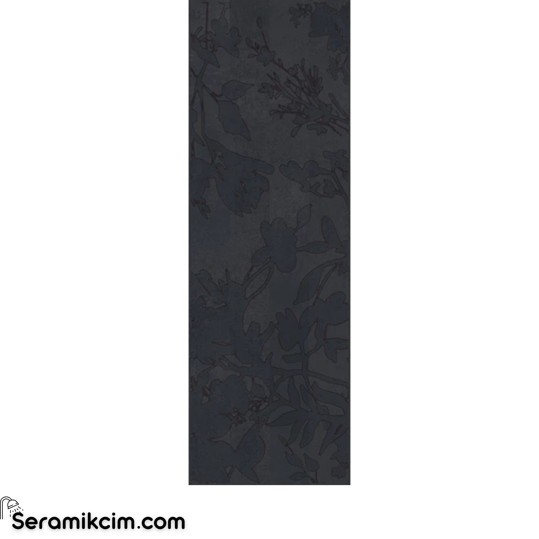 Çanakkale Seramik Cment Antrasit Mat Floral Dekor 3 Modül 40x120 R