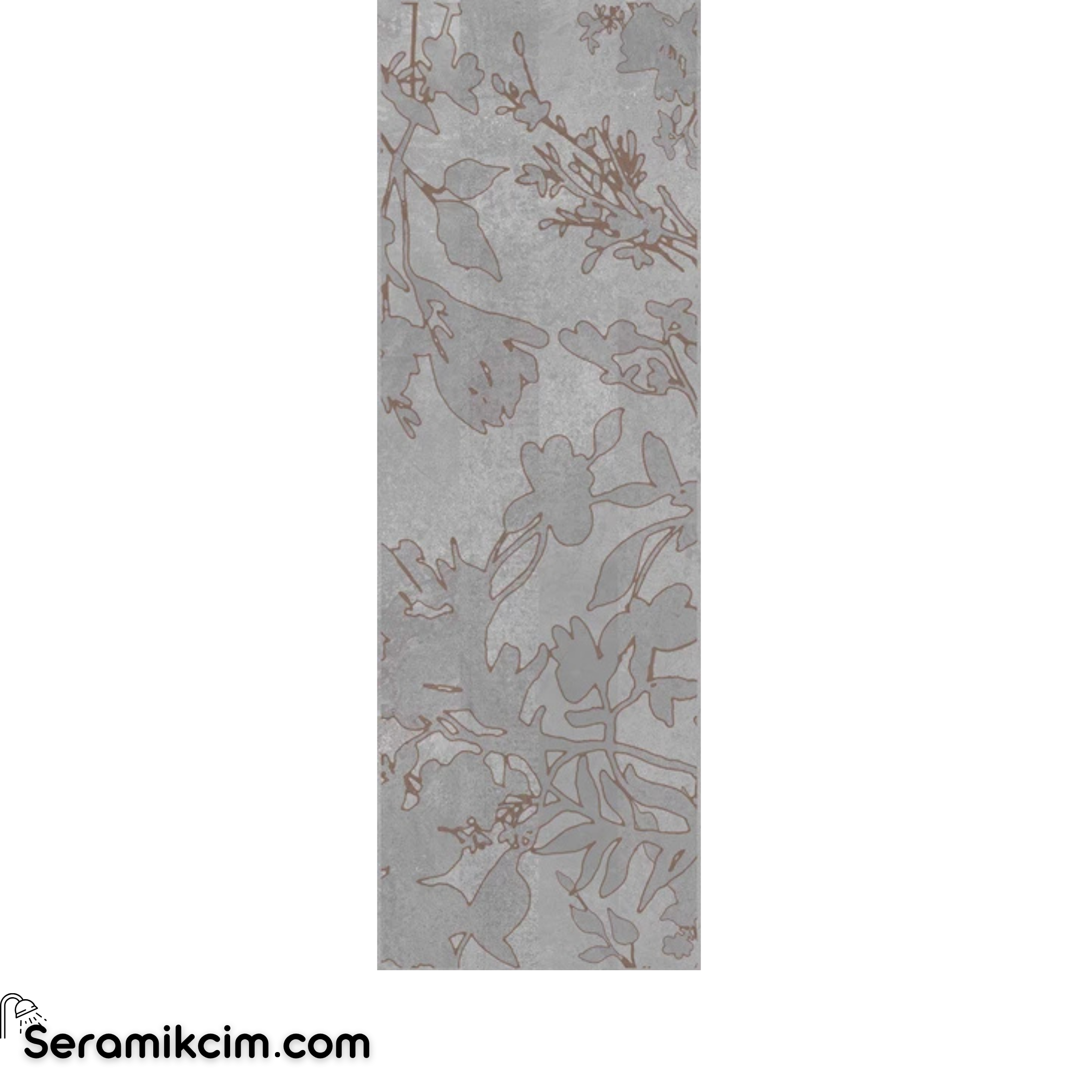 Çanakkale Seramik Cment Clay Mat Floral Dekor 3 Modül 40x120 R