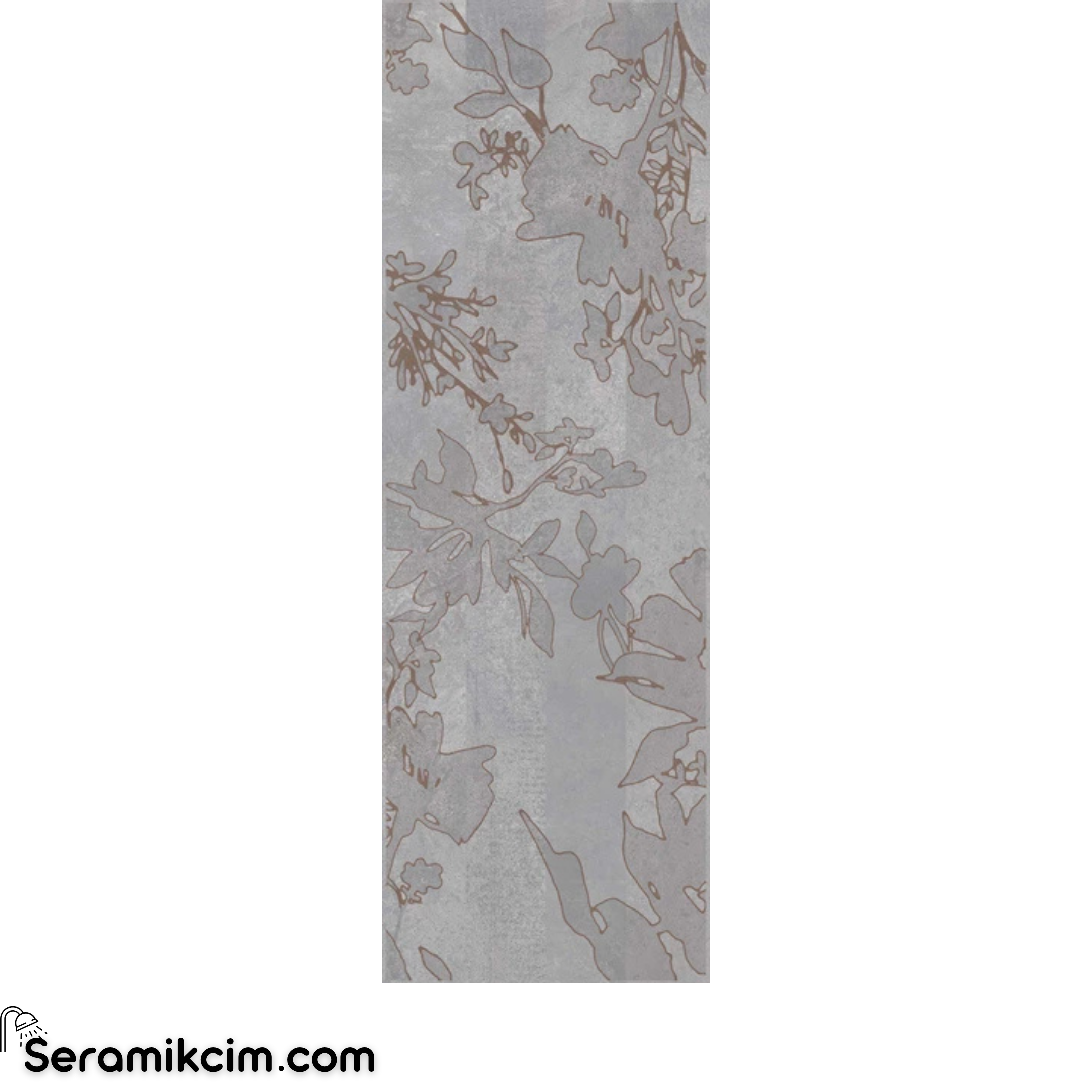 Çanakkale Seramik Cment Clay Mat Floral Dekor 3 Modül 40x120 R