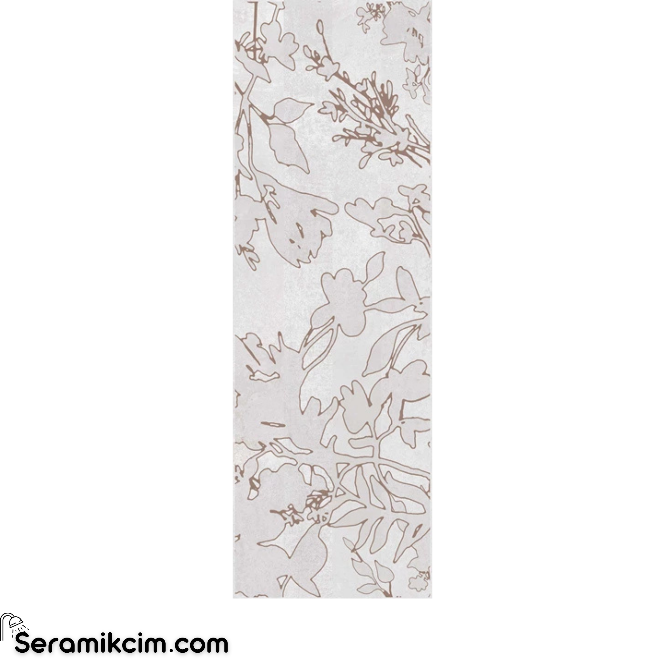 Çanakkale Seramik Cment White Mat Floral Dekor 3 Modül 40x120 R