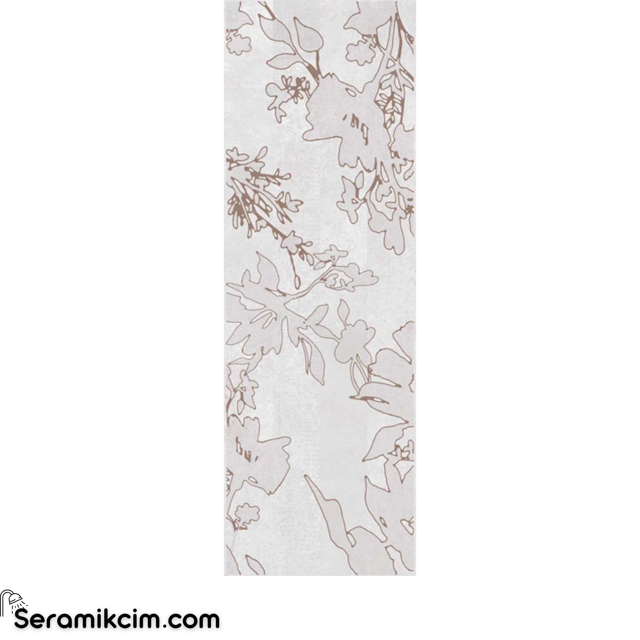 Çanakkale Seramik Cment White Mat Floral Dekor 3 Modül 40x120 R