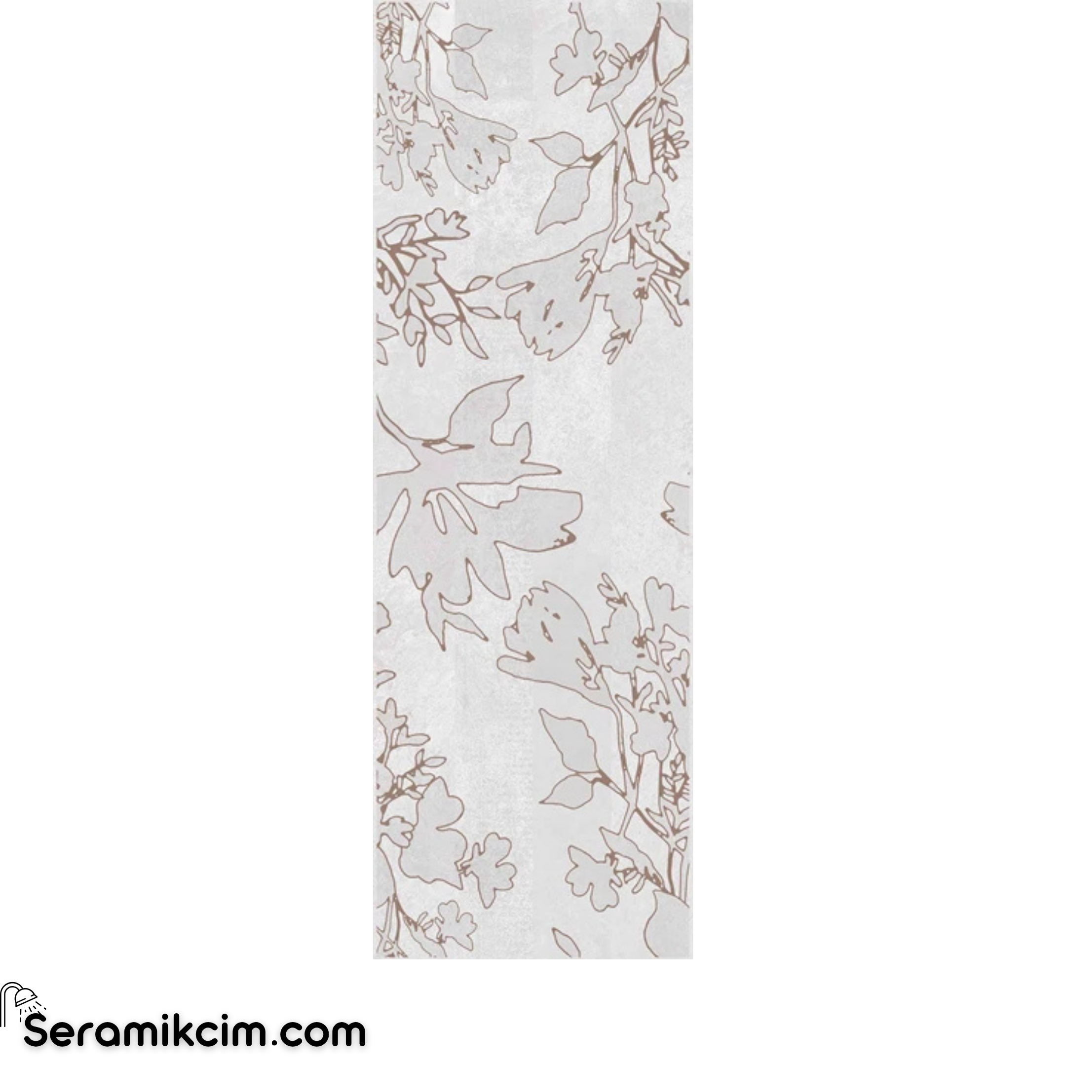 Çanakkale Seramik Cment White Mat Floral Dekor 3 Modül 40x120 R