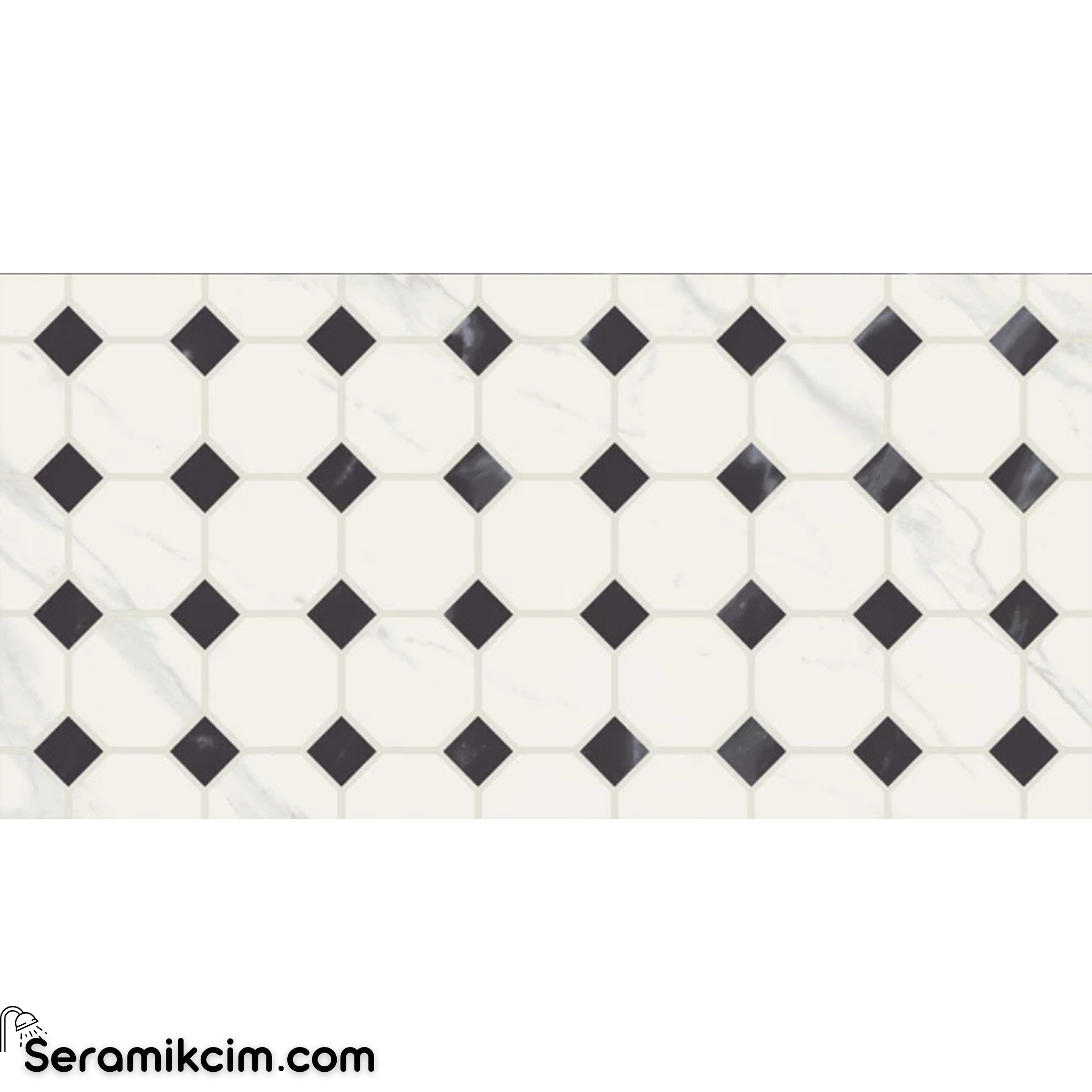 Çanakkale Seramik Fon-8024 Line Calacatta Beyaz Dekor 30X60