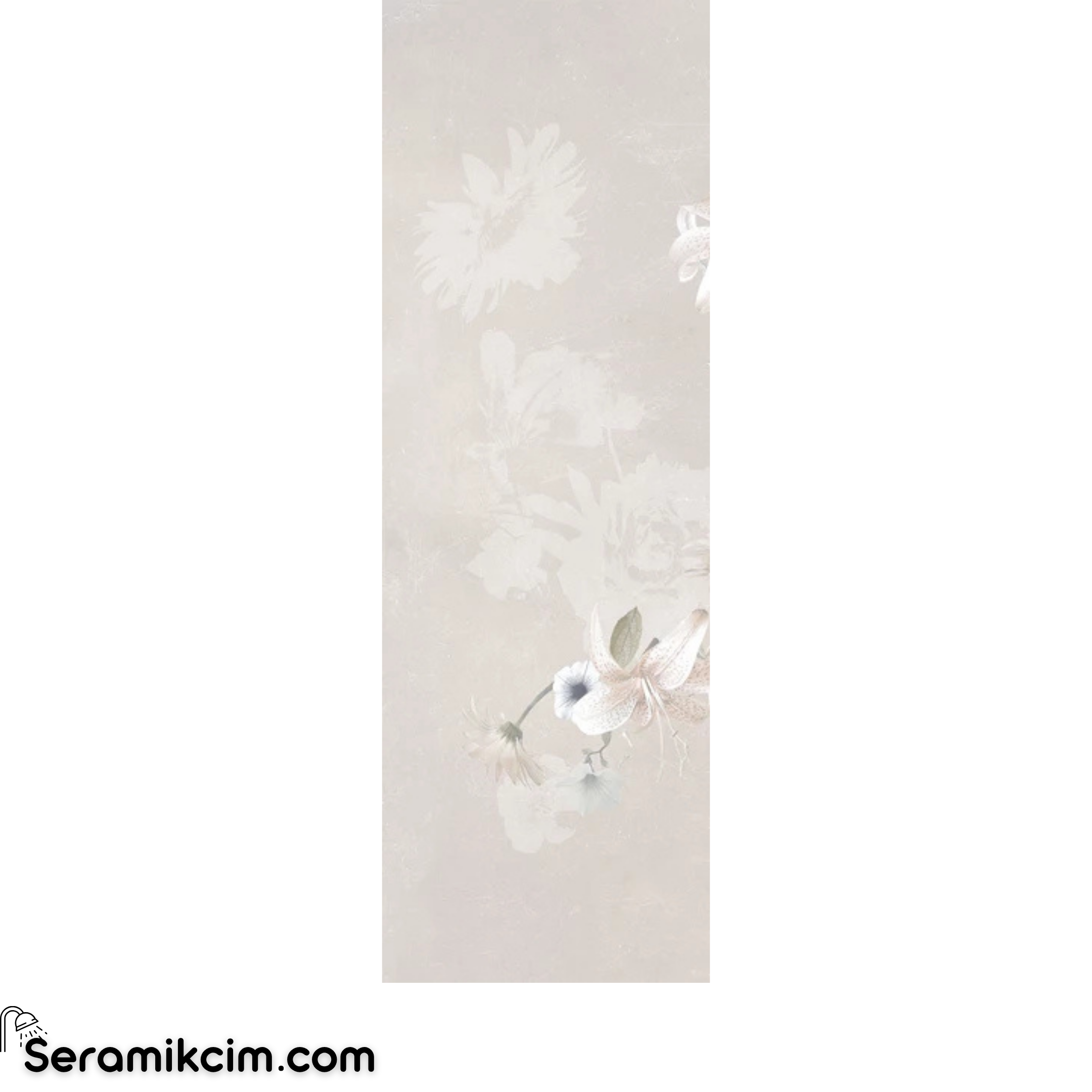 Çanakkale Seramik Mas-6888R Romantica Gri Rose Dekor 3 Modül 40X120 R