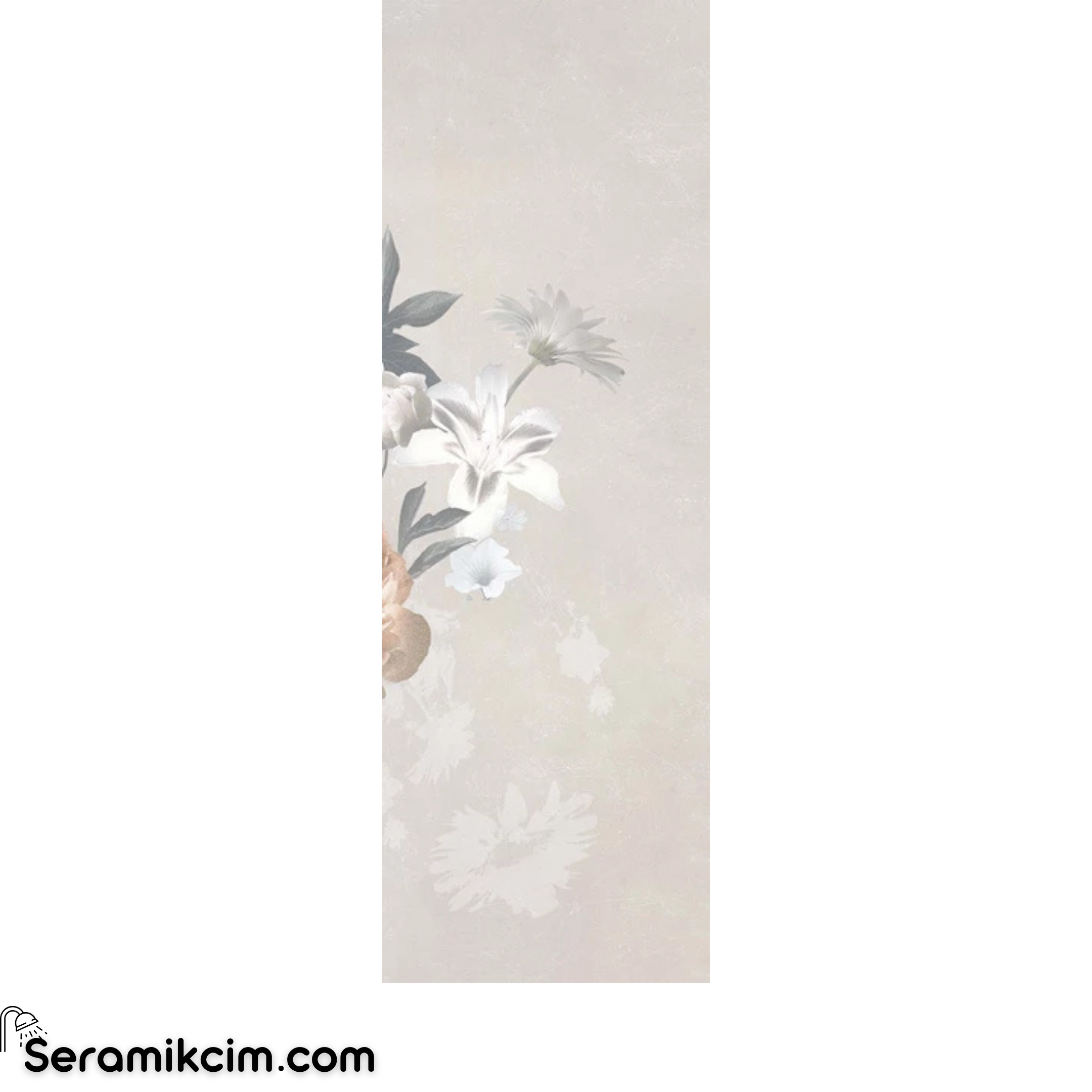 Çanakkale Seramik Mas-6888R Romantica Gri Rose Dekor 3 Modül 40X120 R