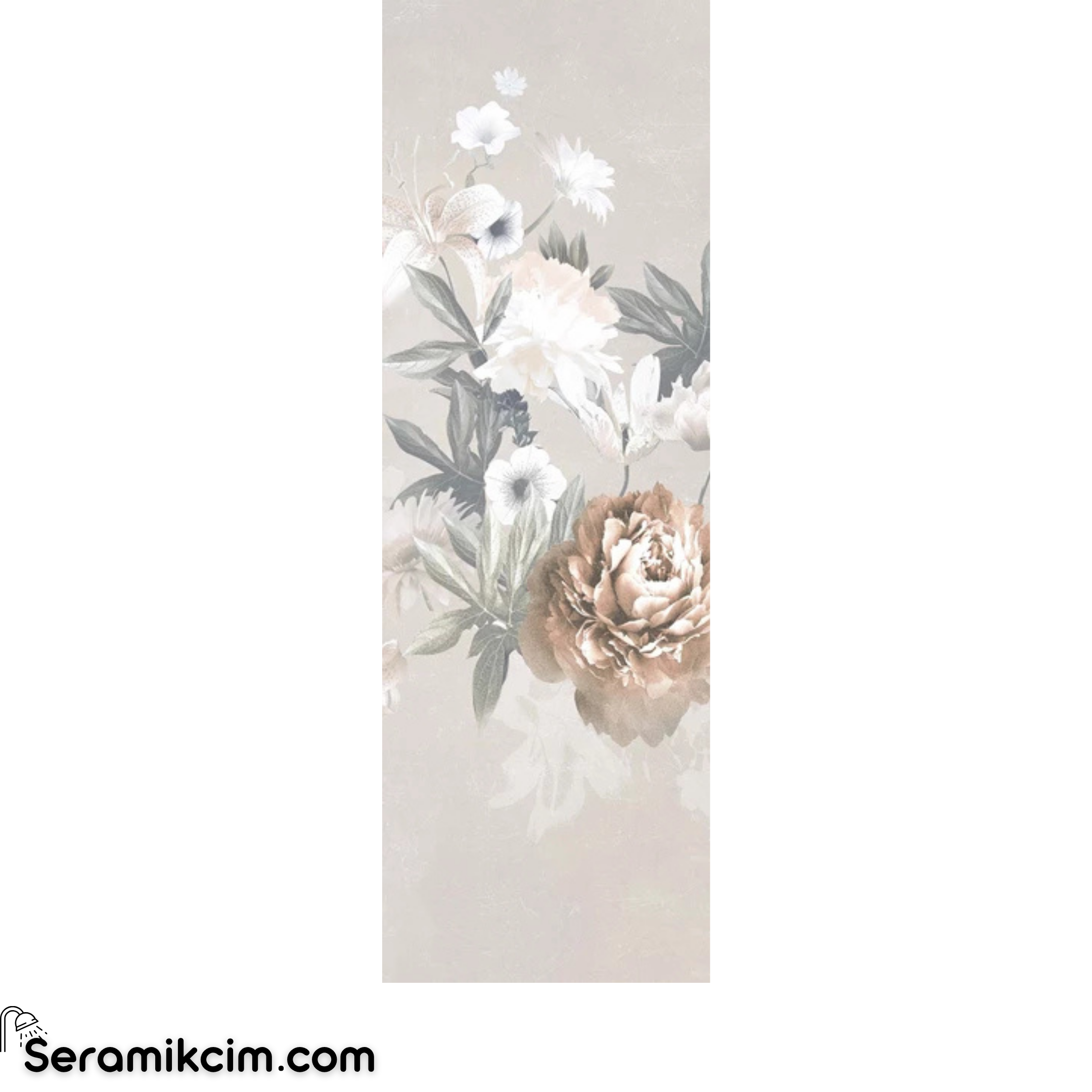 Çanakkale Seramik Mas-6888R Romantica Gri Rose Dekor 3 Modül 40X120 R