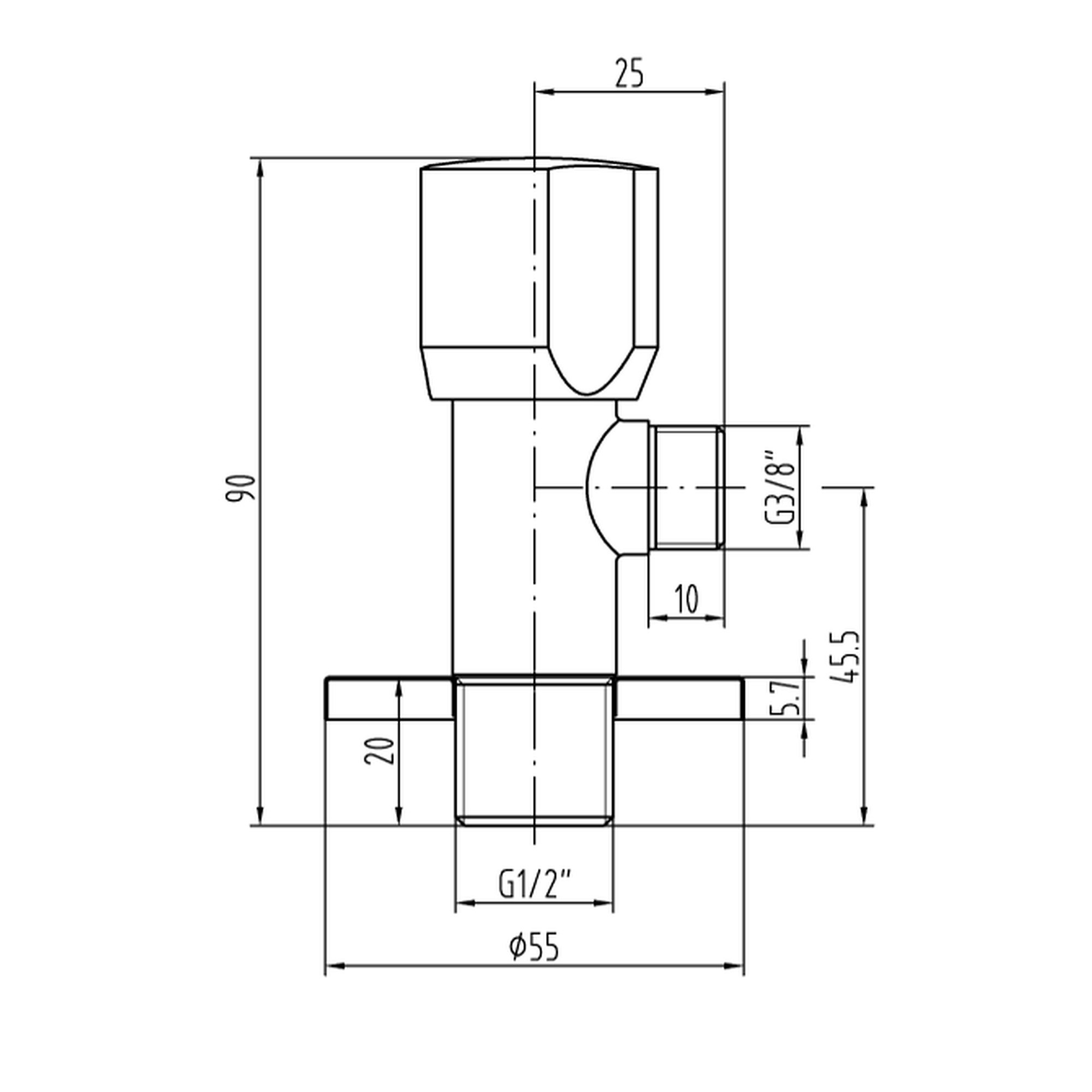 Creavit Aç-Kapa Ara Musluk (Krom) 1/2'' - 3/8'' MS.CF02