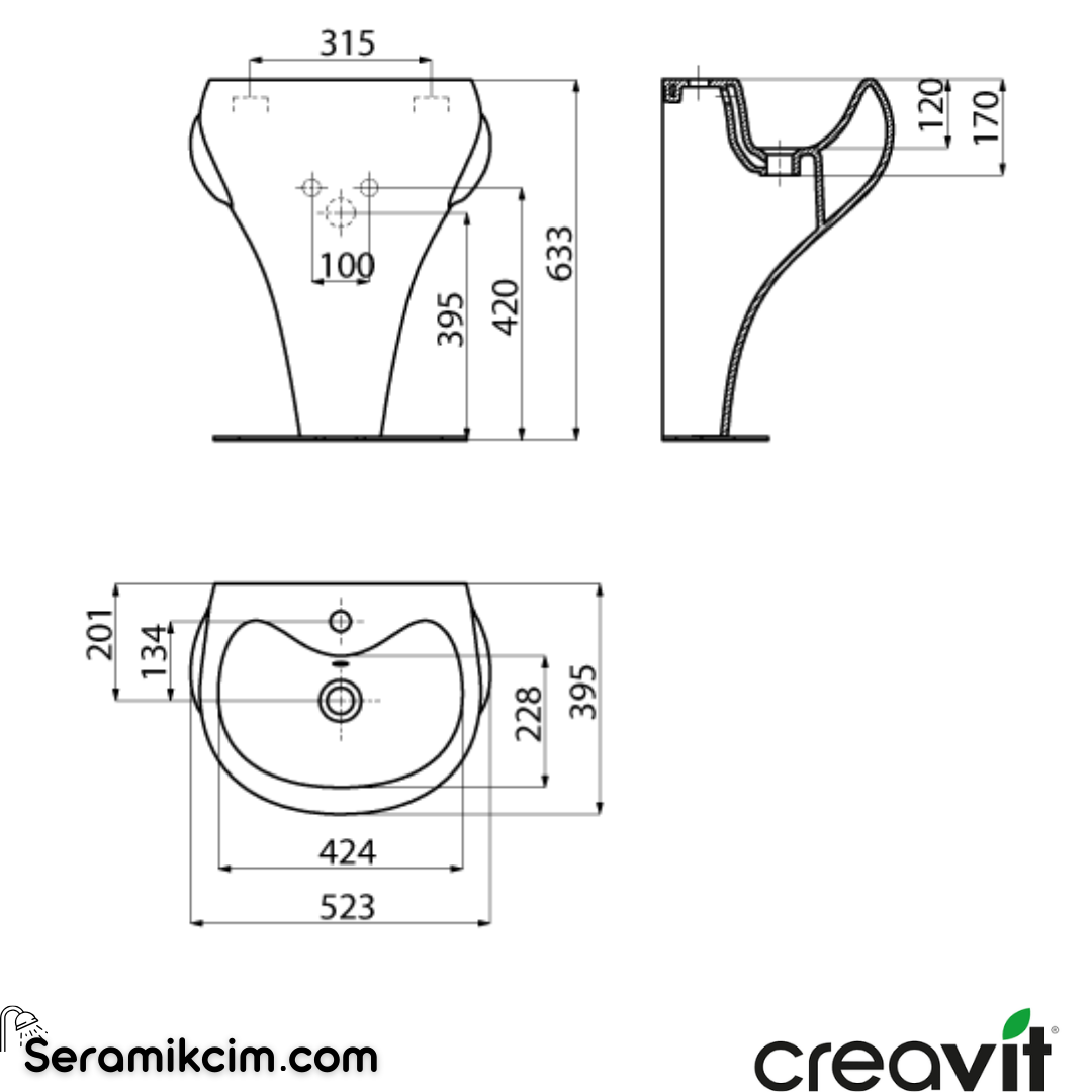 Creavit Ducky Lavabo 40x52 cm Extra Beyaz DC052-00CB00E-0000