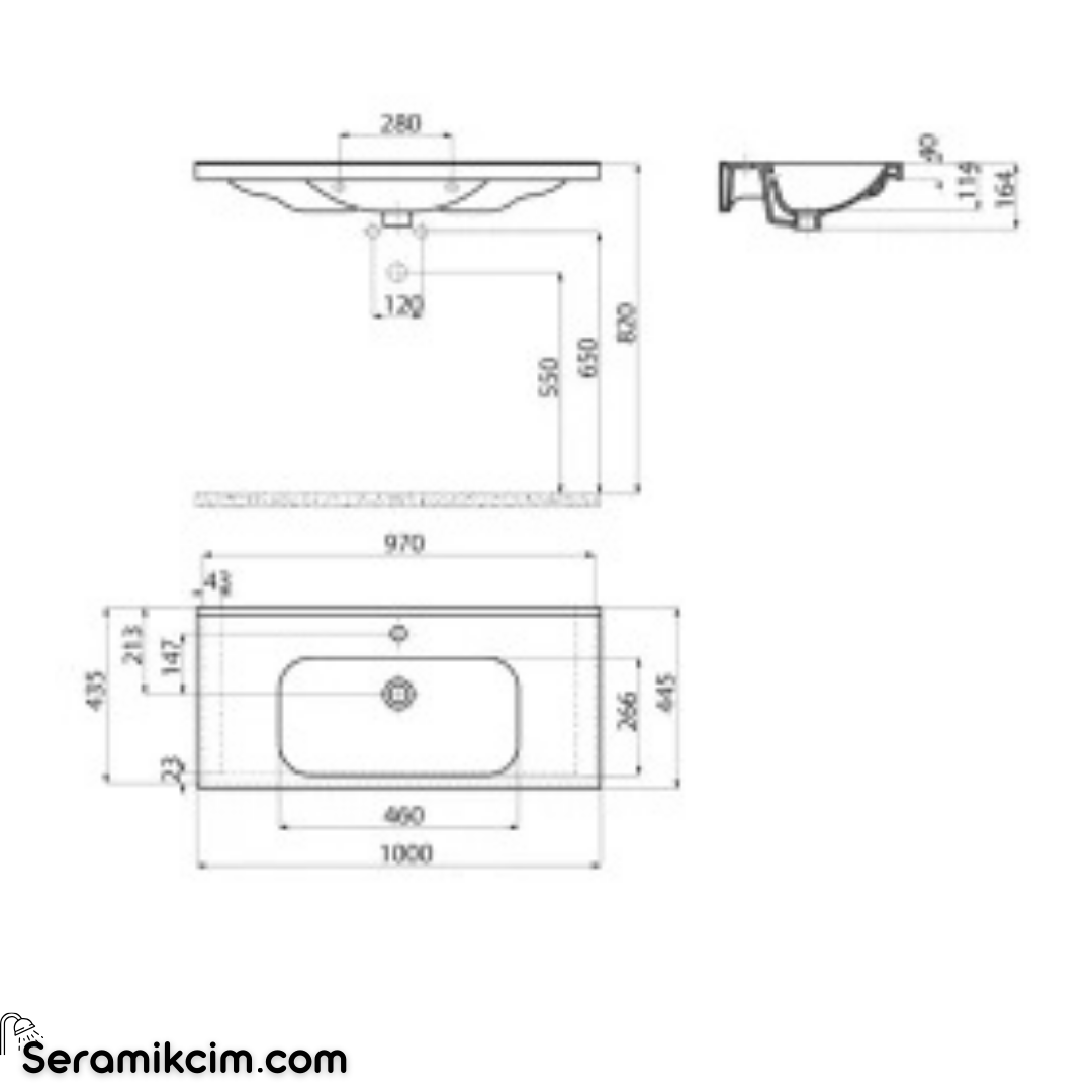 Creavit Eksen Etajerli Lavabo 100cm Extra Beyaz EK100-00CB00E-0000