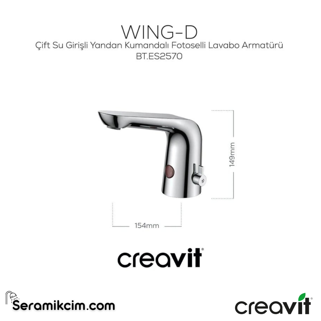 Creavit Fotoselli Lavabo Armatürü Çift Su Girişli AC/DC BT.ES2570 - BT.ES2570