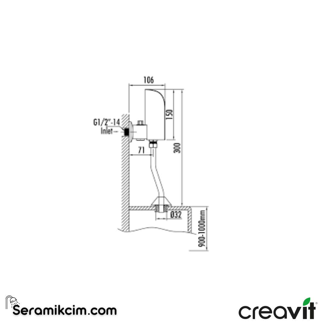 Creavit Fotoselli Üst. Girişli Pisuvar Yakamalı Sist. BT.ES3311 - BT.ES3311