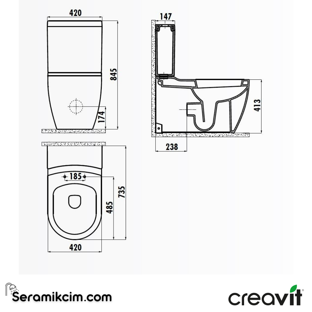 Creavit Grande Rezervuar Extra Beyaz GR410-00CB00E-0000 - GR410-00CB00E-0000