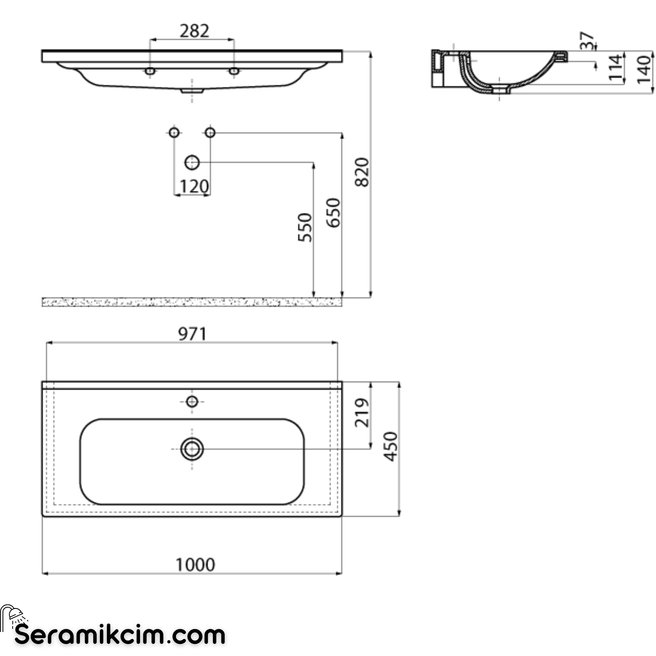 Creavit İdeal Etajerli Lavabo 100cm Taşma Delikli .Extra Beyaz ID100-00CB00E-0000
