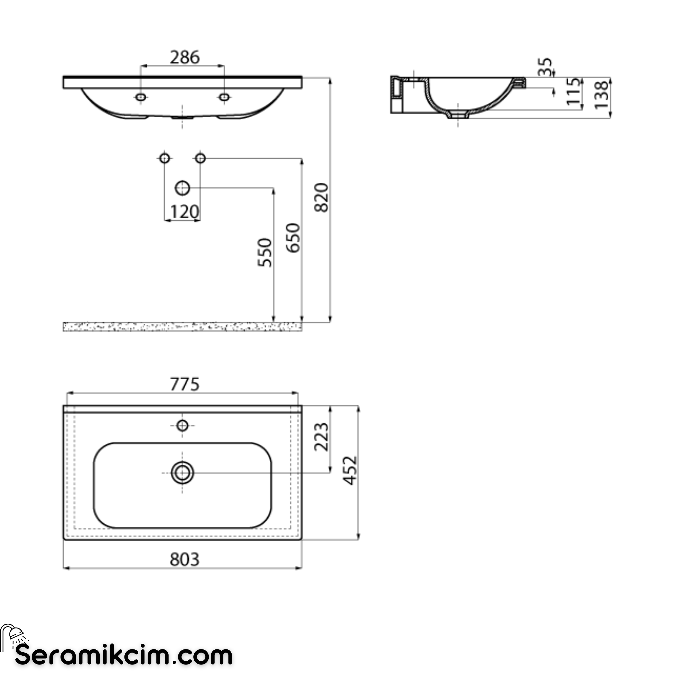 Creavit İdeal Etajerli Lavabo 80cm Taşma Dsiz Extra Beyaz ID080-00CB00E-0000