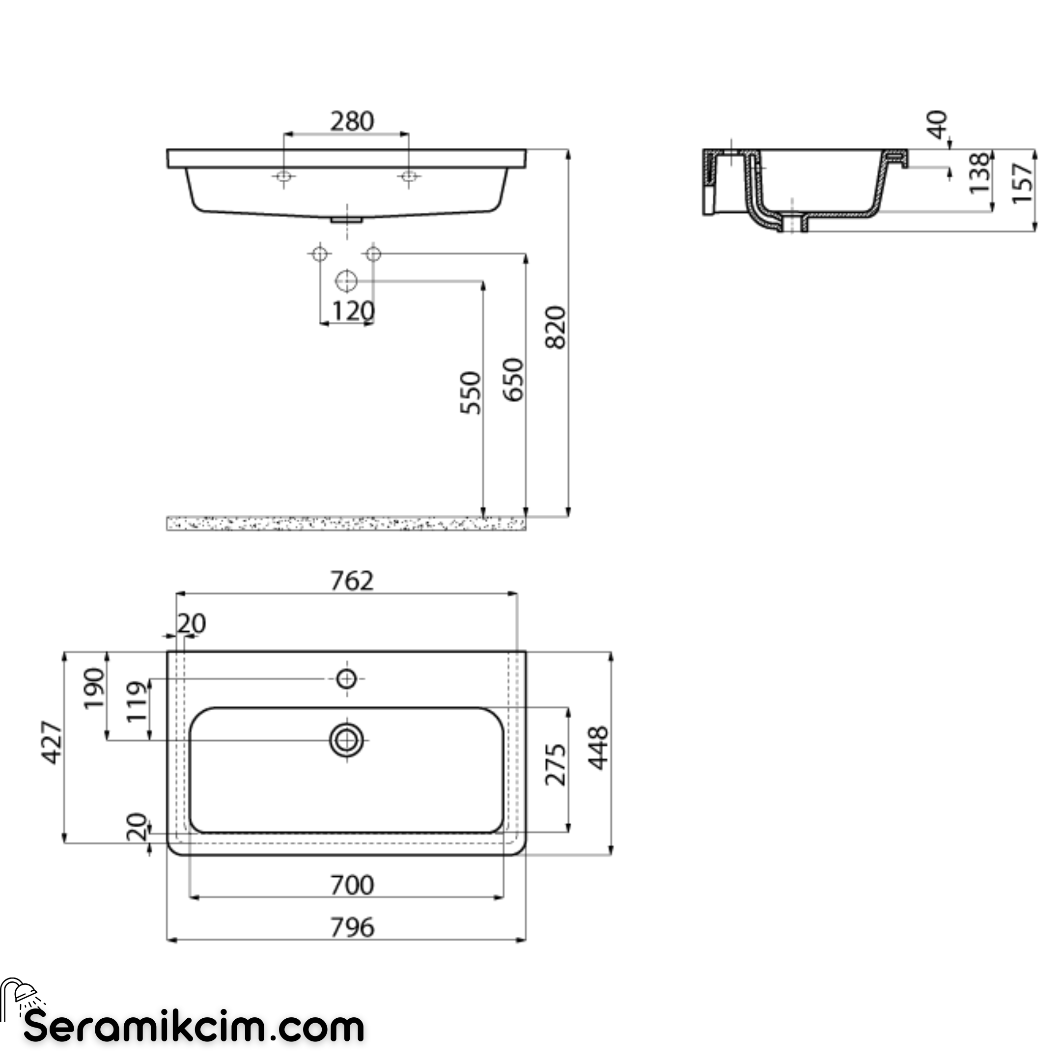 Creavit İpek Etajerli Lavabo 80 cm Extra Beyaz IP080-00CB00E-0000
