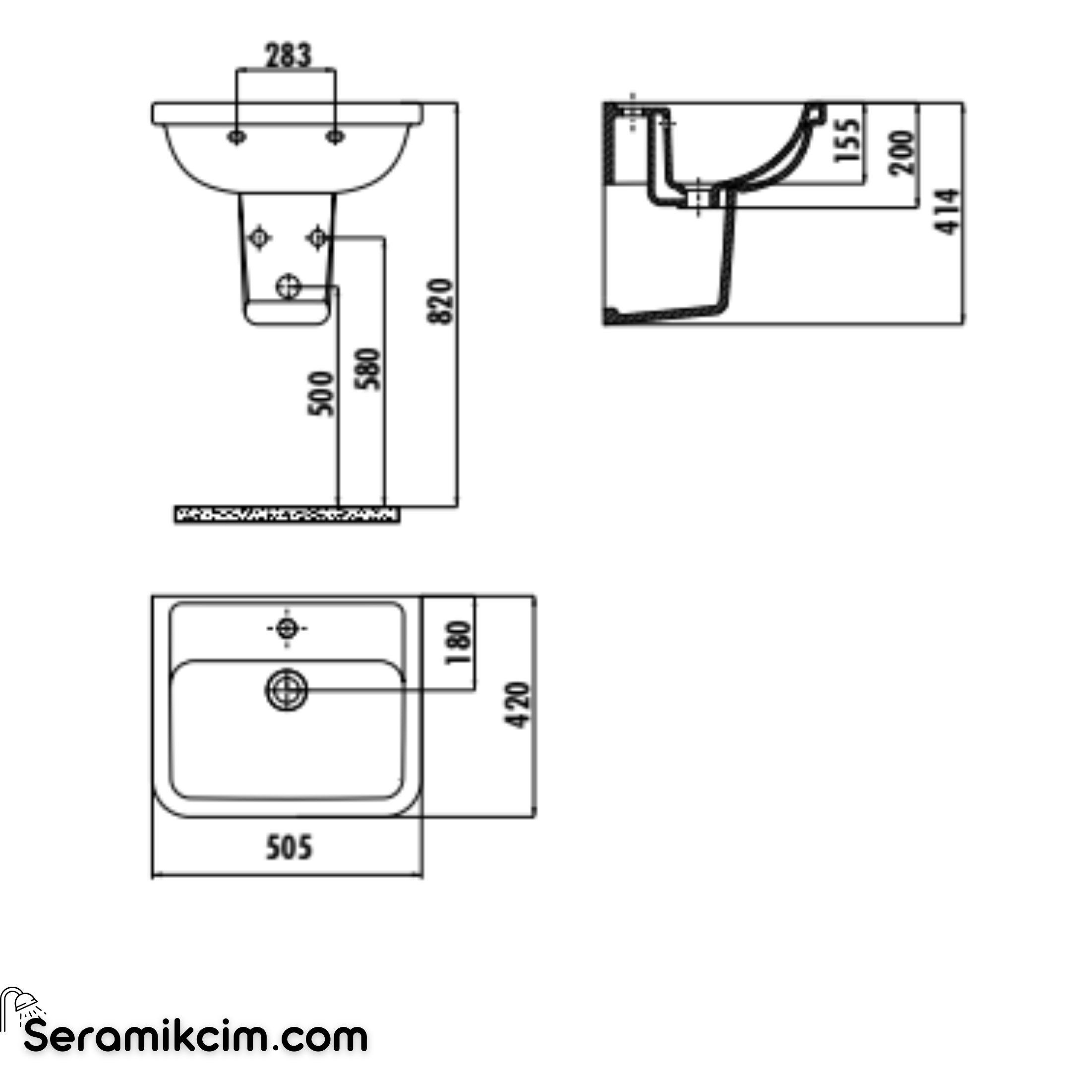 Creavit Key Köşeli Lavabo 40x50 cm Extra Beyaz KY050-00CB00E-0000