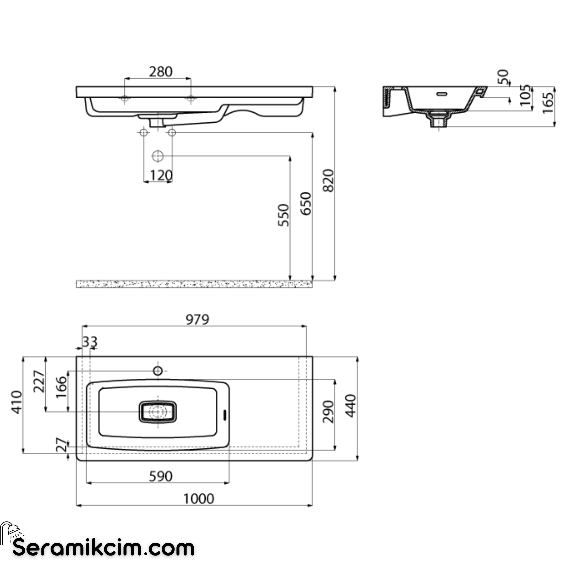Creavit Memory Etajerli Lavabo 100 cm Extra Beyaz MY100-00CB00E-0000