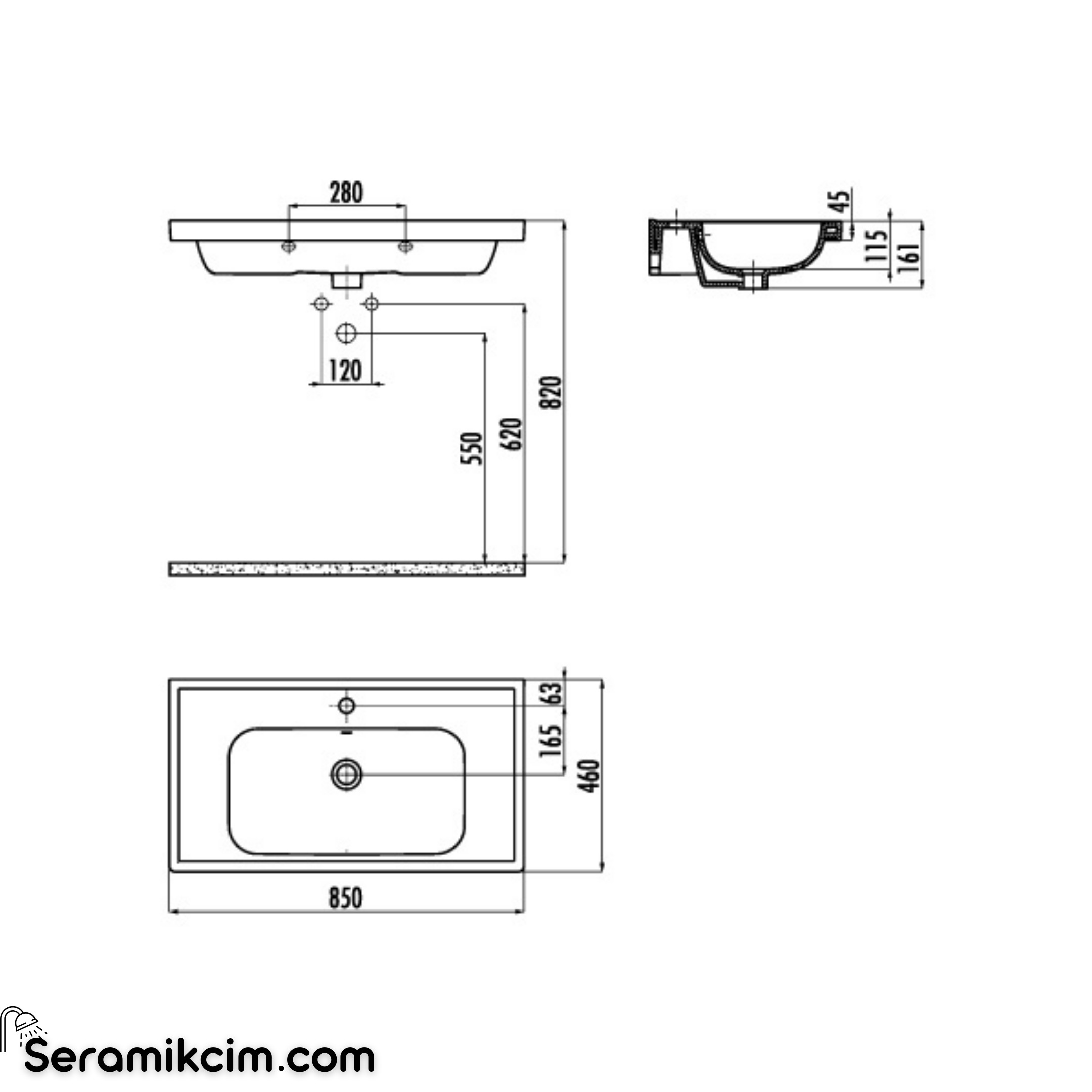 Creavit Obi 85 cm Etajerli Dolap Lavabo Extra Beyaz OB085-00CB00E-0000