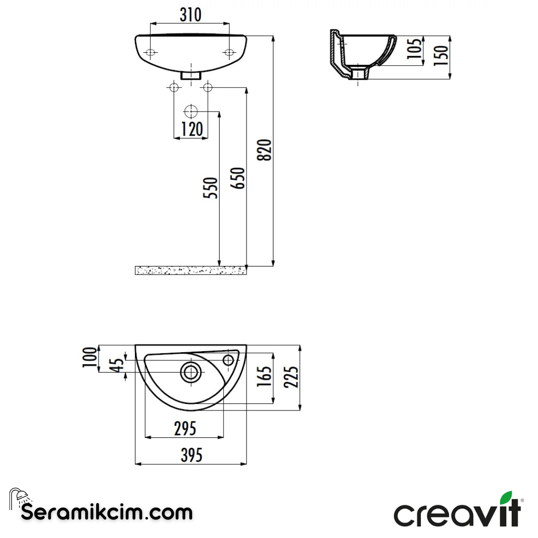 Creavit Oval Labavo 23*39 cm Delikli Extra Beyaz TP040-00CB00E-0000 - TP040-00CB00E-0000