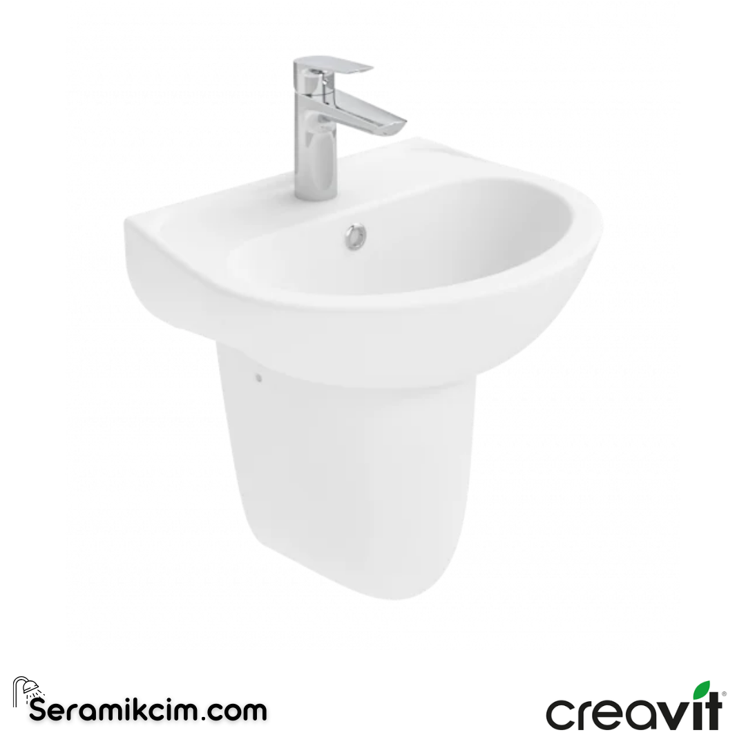 Creavit Oval Lavabo 36*45cm Delikli Extra Beyaz TP145-00CB00E-0000 - TP145-00CB00E-0000
