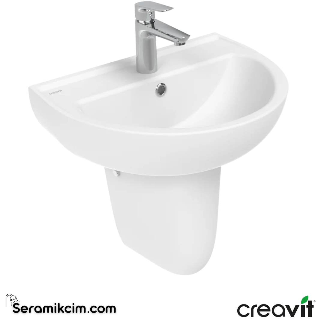 Creavit Oval Lavabo 40*50 cm Delikli Extra Beyaz TP155-00CB00E-0000 - TP155-00CB00E-0000