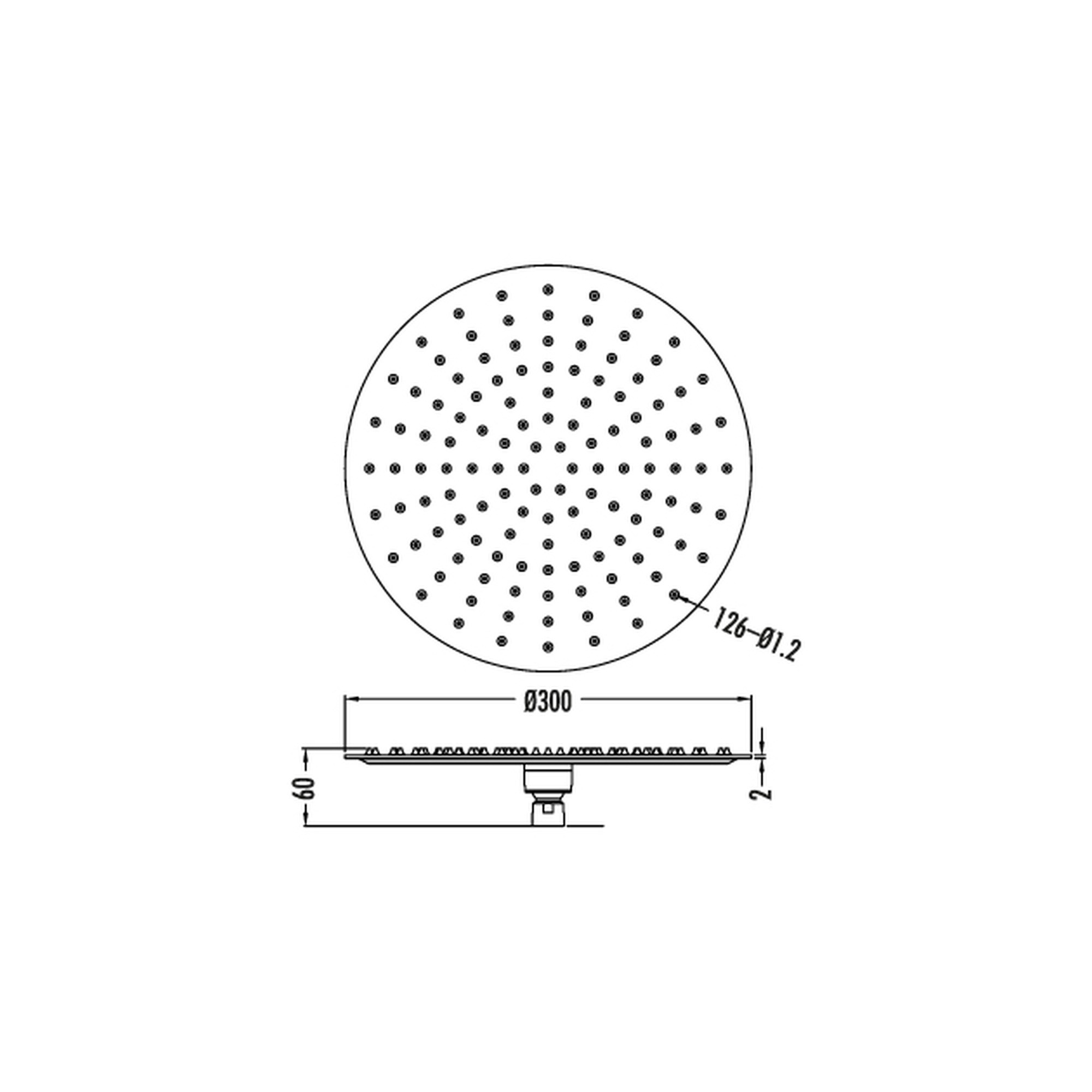 Creavit Paslanmaz Slim Tepe Duş Başlığı Yuvarlak 300mm DS.SH3000