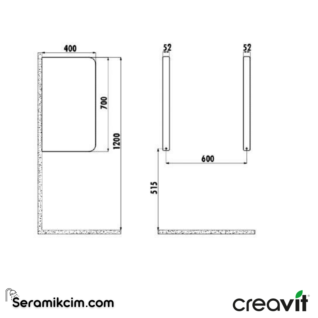 Creavit Pisuvar Ara Bölme Extra Antrasit Mat  TP690-00AM00E-0000 - TP690-00AM00E-0000