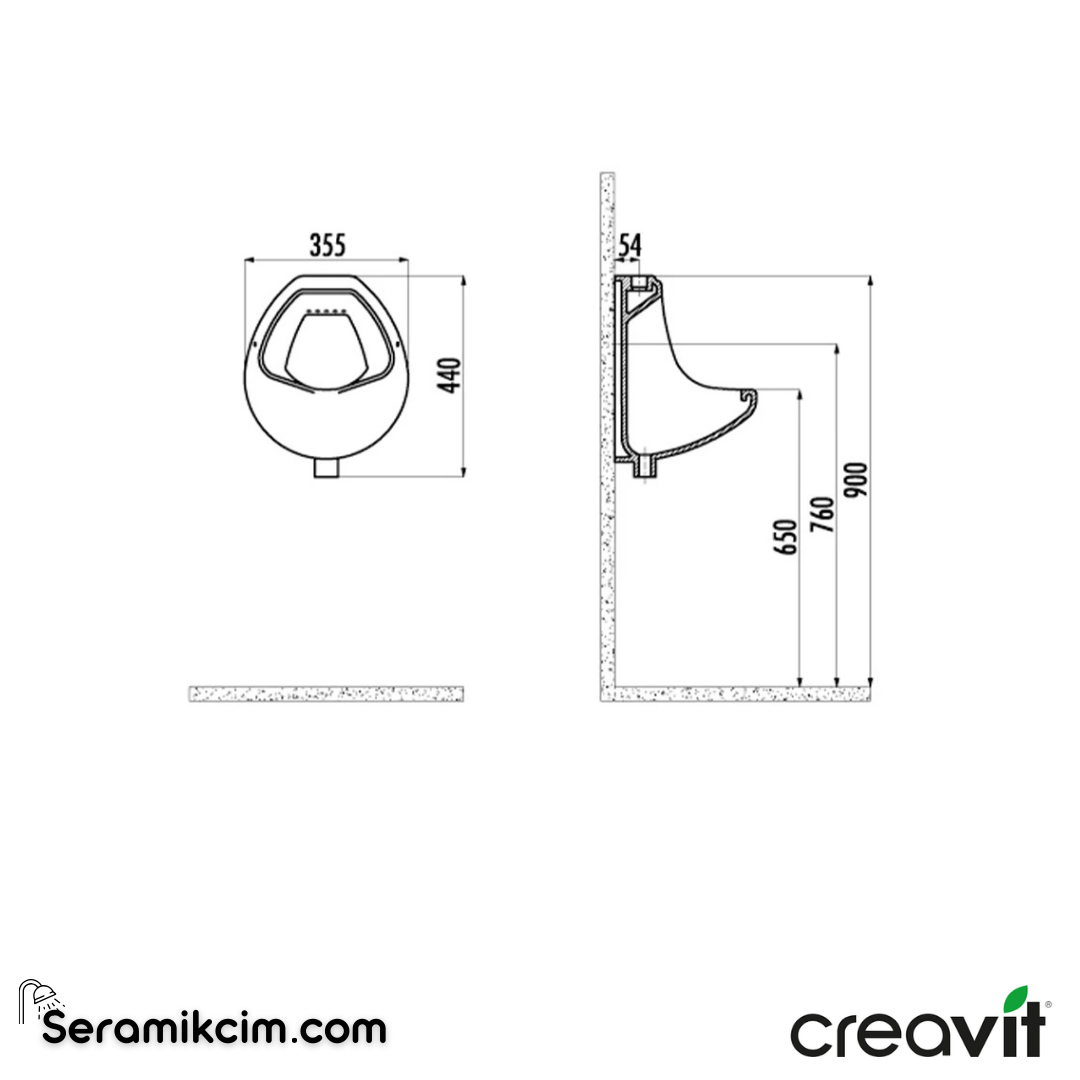 Creavit Pisuvar Üstten Su Girişli Extra Beyaz TP600-00CB00E-0000 - TP600-00CB00E-0000