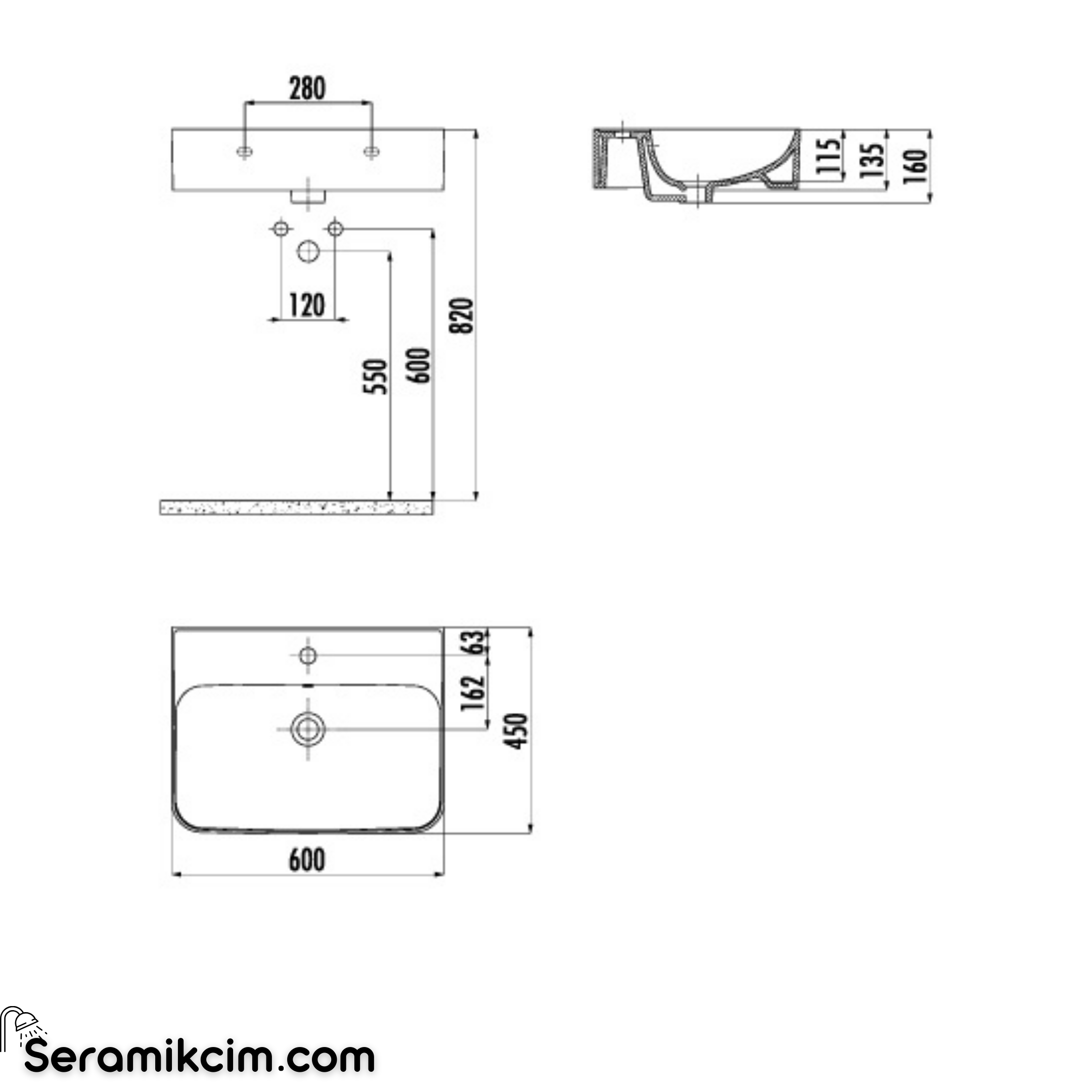 Creavit PRIDE 60cm Dolap Uyumlu Lavabo Extra Beyaz PD060-00CB00E-0000