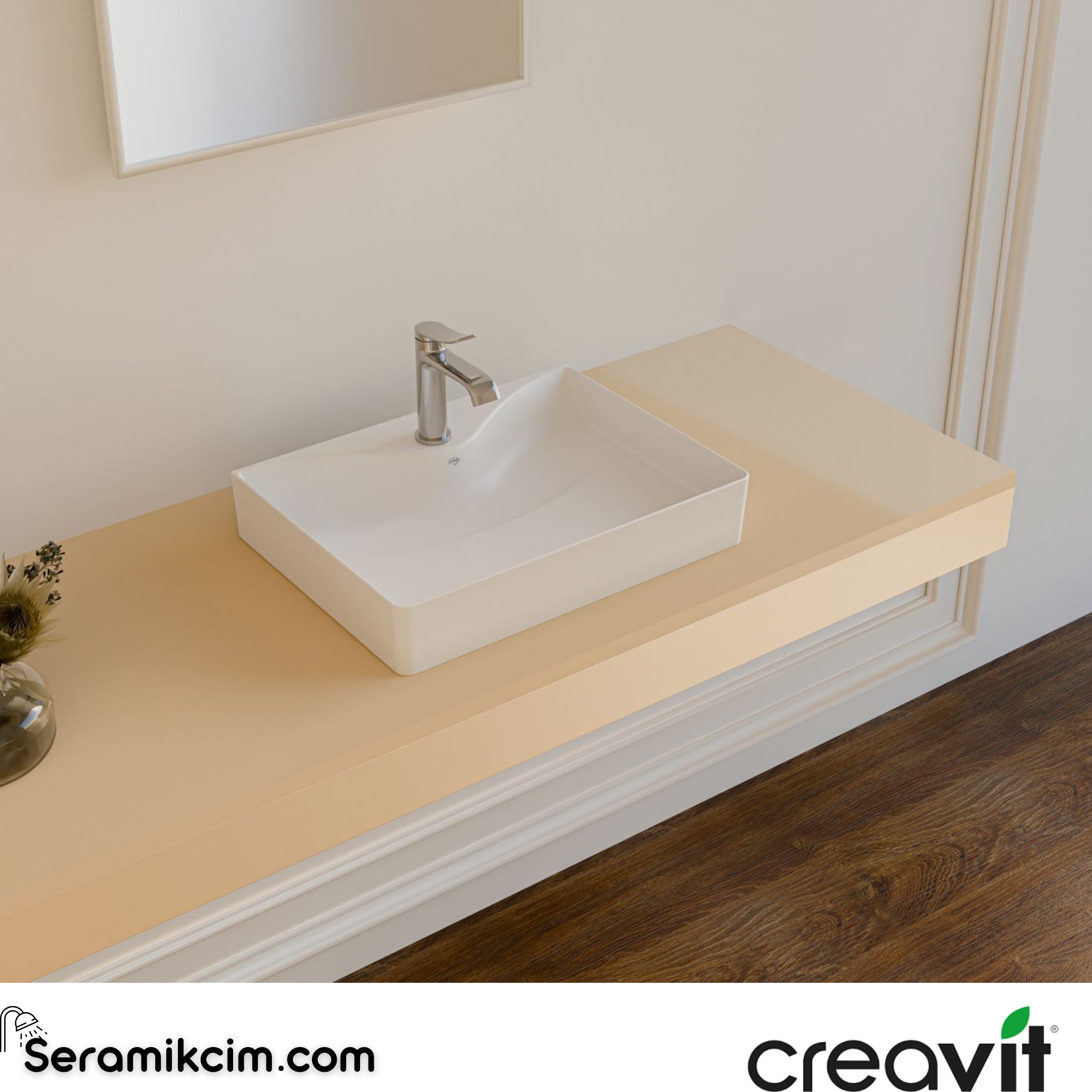 Creavit Ruby 45x60 T.Üstü Lavabo Extra Beyaz RUBY LOGO RB064-00CB42E-0000
