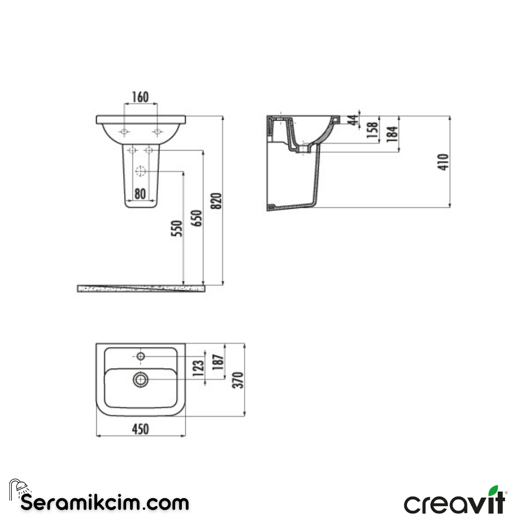 Creavit Saily Dolap Uyumlu Lavabo 100cm Extra Beyaz SY100-00CB00E-0000 - SY100-00CB00E-0000