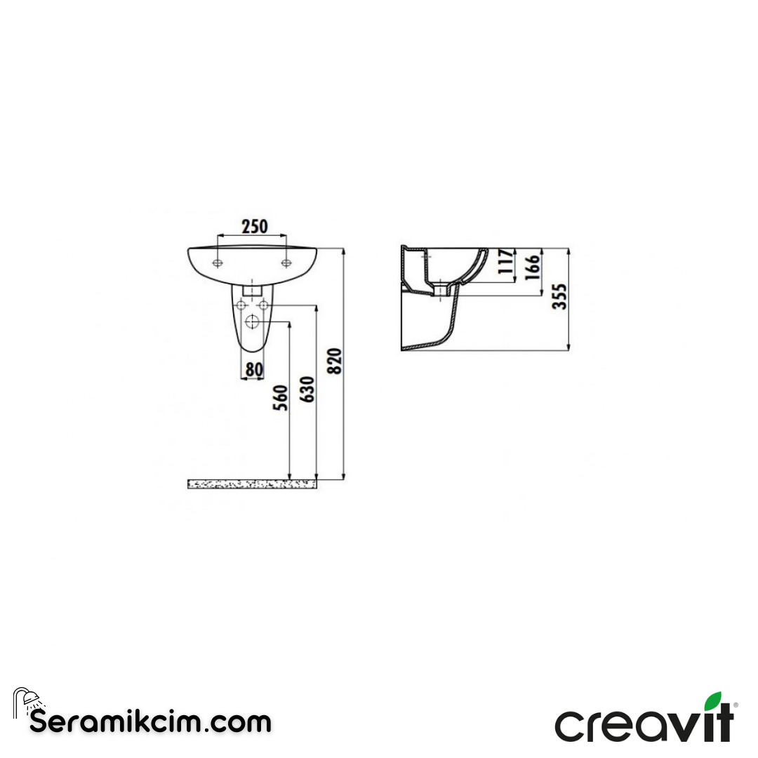 Creavit Sedef Kısa Yarım Ayak Extra Beyaz SD270-00CB00E-0000 - SD270-00CB00E-0000