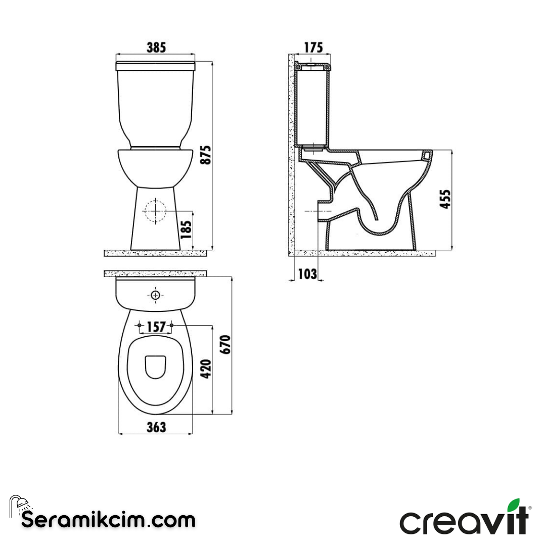 Creavit Sedef Rezervuar Extra Beyaz SD410-00CB00E-0000 - SD410-00CB00E-0000