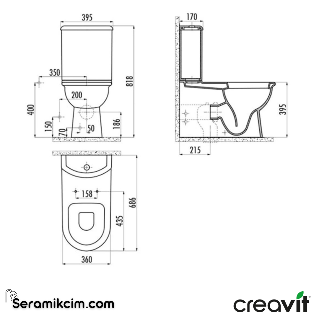 Creavit Selin Rezervuar Extra Beyaz SL410-00CB00E-0000 - SL410-00CB00E-0000