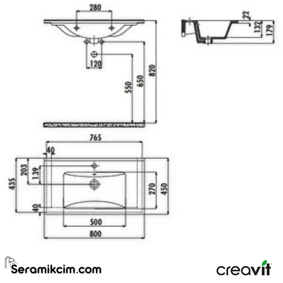 Creavit Sera Lavabo 80x45 cm  SE080-00CB00E-0000 - SE080-00CB00E-0000