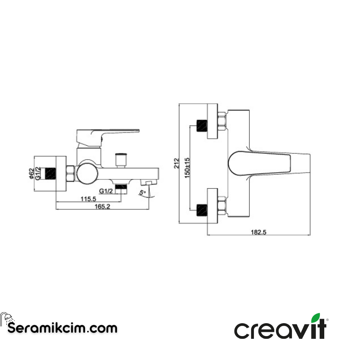 Creavit Sharp Banyo Armatürü Siyah BT.SR2510S