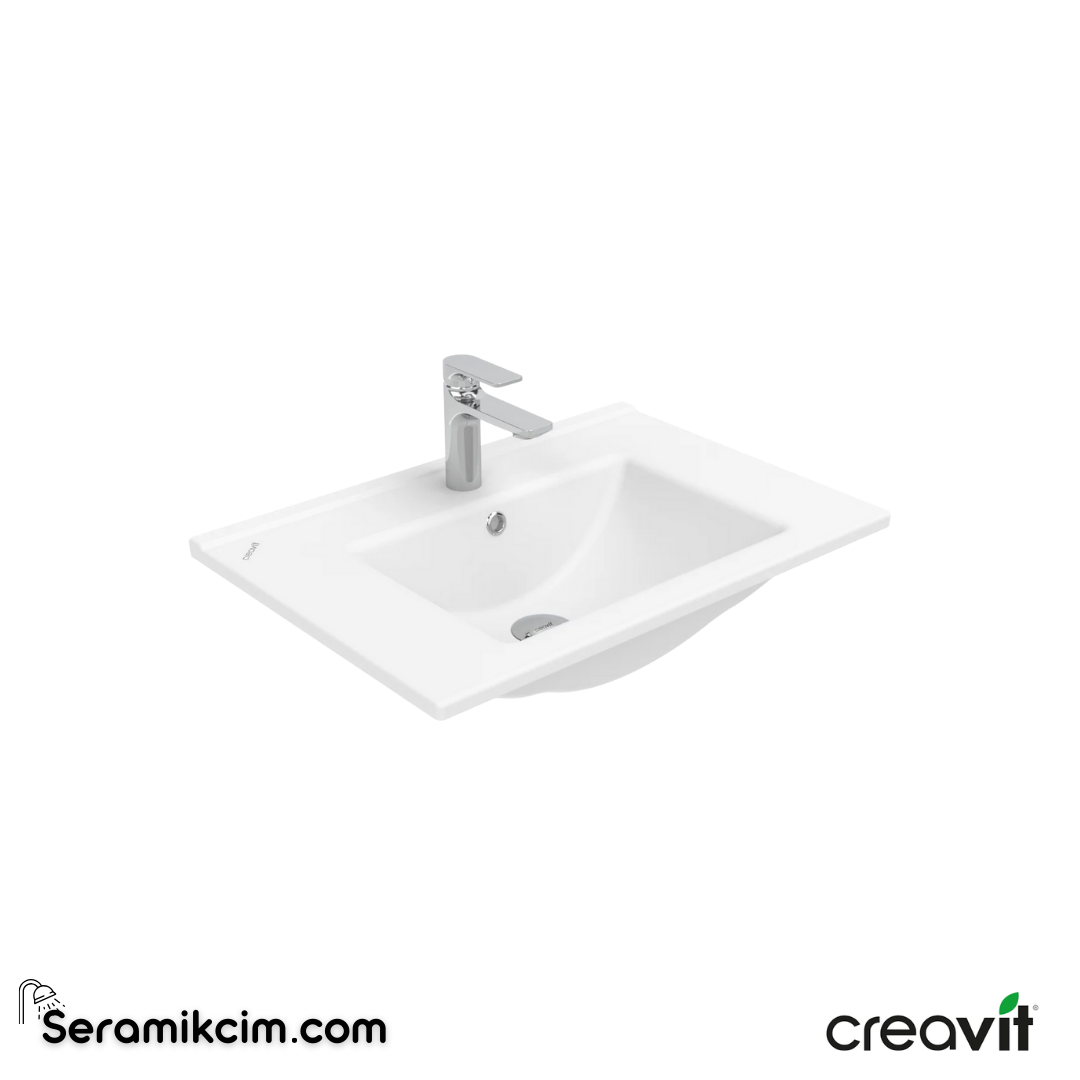 Creavit Su Etajerli Lavabo 65 cm Extra Beyaz SU065-00CB00E-0000 - SU065-00CB00E-0000