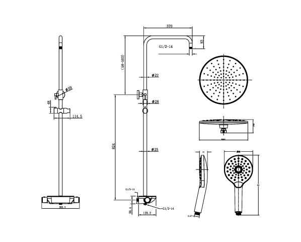 Creavit Tepe Duş Sistemi (Termostatlı) DS.SH510
