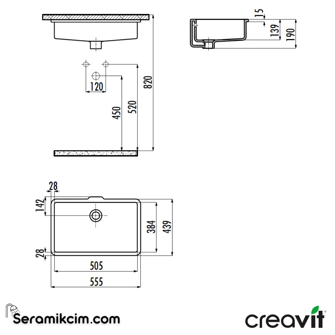 Creavit Tezgah Altı Lavabo 38*51cm Extra Beyaz TP738-00CB00E-0000 - TP738-00CB00E-0000