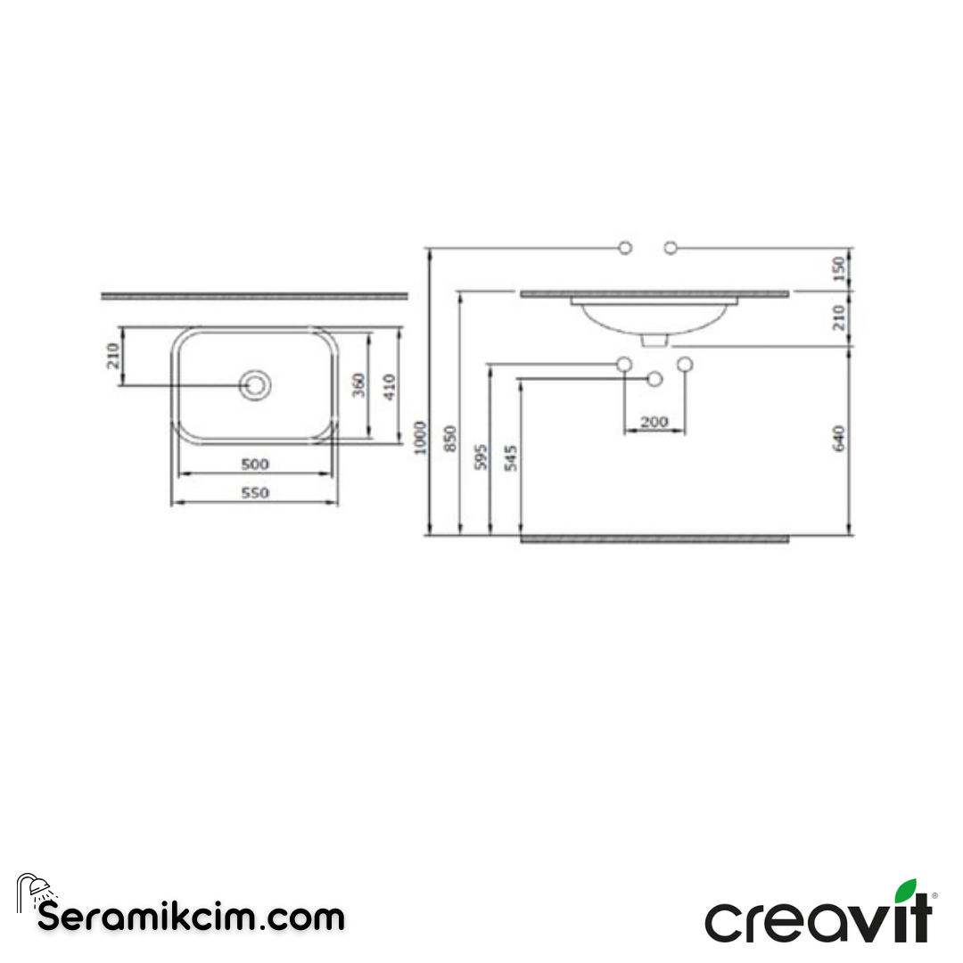 Creavit Tezgah Altı Lavabo 38x60cm  TP760-00CB00E-0000 - TP760-00CB00E-0000